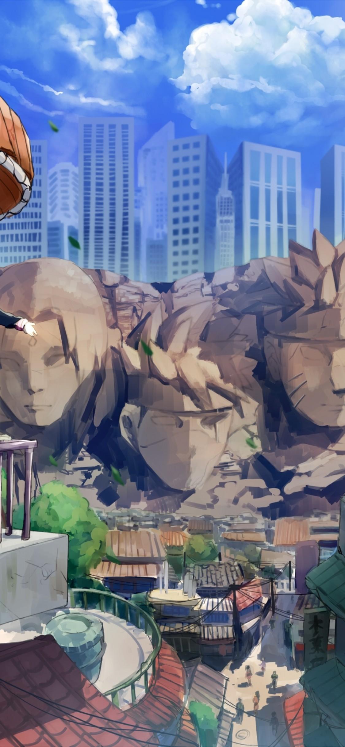 1125x2436 Download 1125x2436 Naruto, Hokages, Statues, Boruto, Uchiha Sarada, Mitsuki Wallpaper for iPhone 11 Pro & X