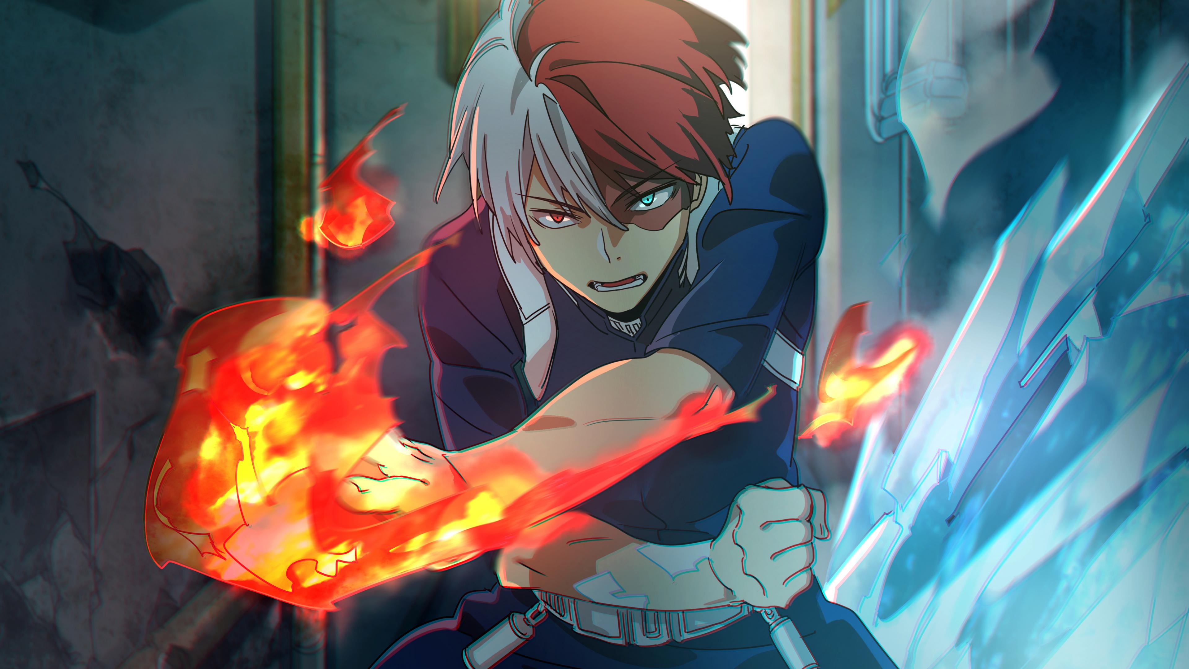 3840x2160 Desktop Wallpaper Shouto Todoroki, Boku No Hero Academia, Anime Boy, Fight, HD Image, Picture, Background, F6a458