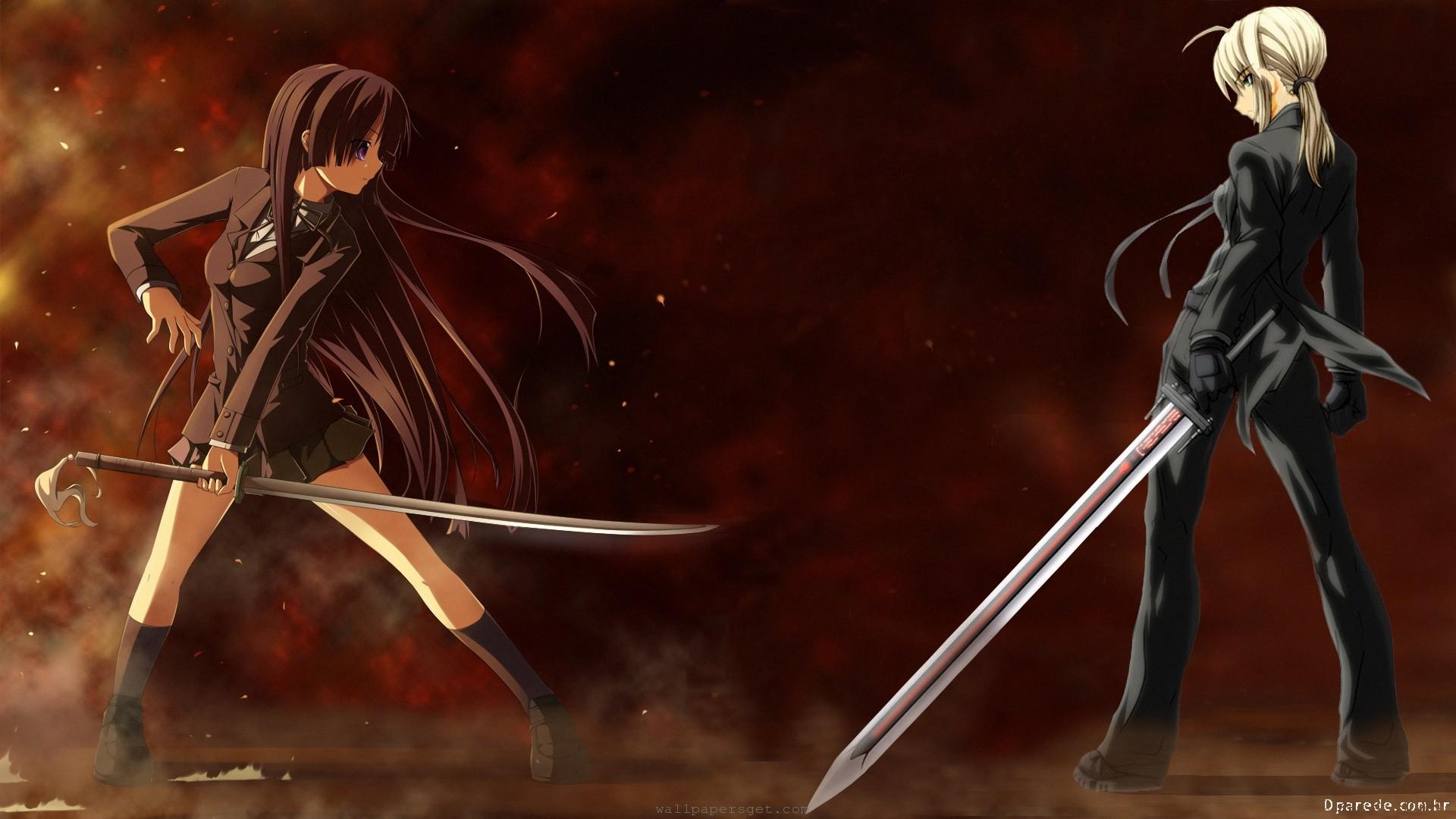 1920x1080 Anime Girl Fighting HD wallpaper