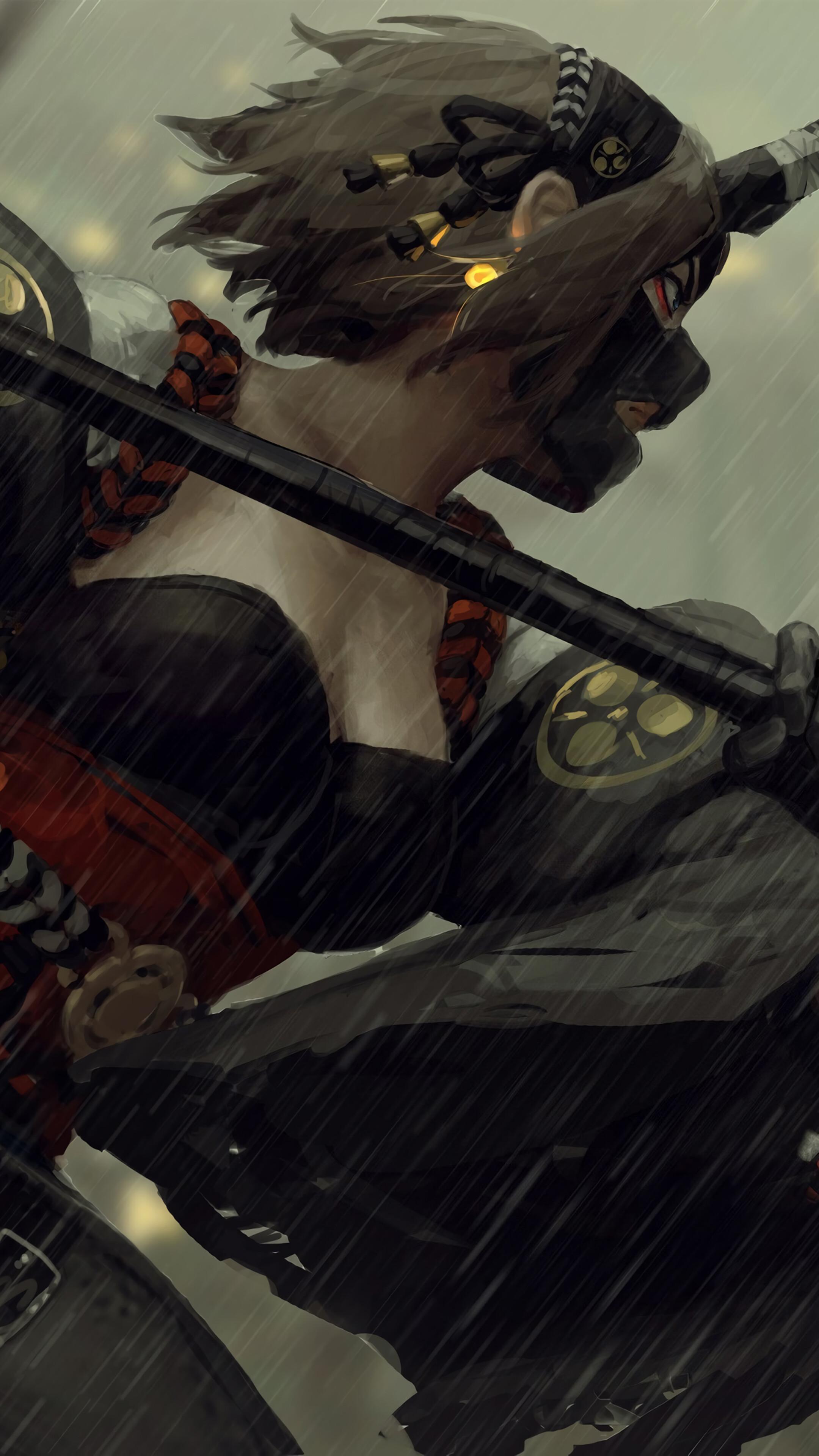2160x3840 Samurai, Girl, Mask, Warrior, Fantasy, 4K phone HD Wallpaper, Image, Background, Photo and Picture. Mocah HD Wallpaper