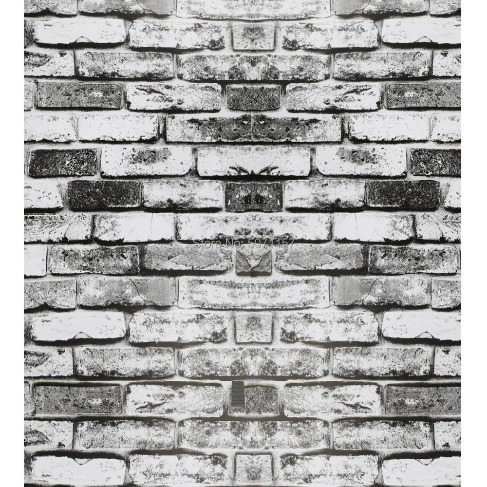 1000x1000 White Grey Black Brick Effect Wallpaper Self Adhesive Rustic Contact Paper Roll Peel and Stick Back Splash for Kitchen 44 * 1000. Wallpaper