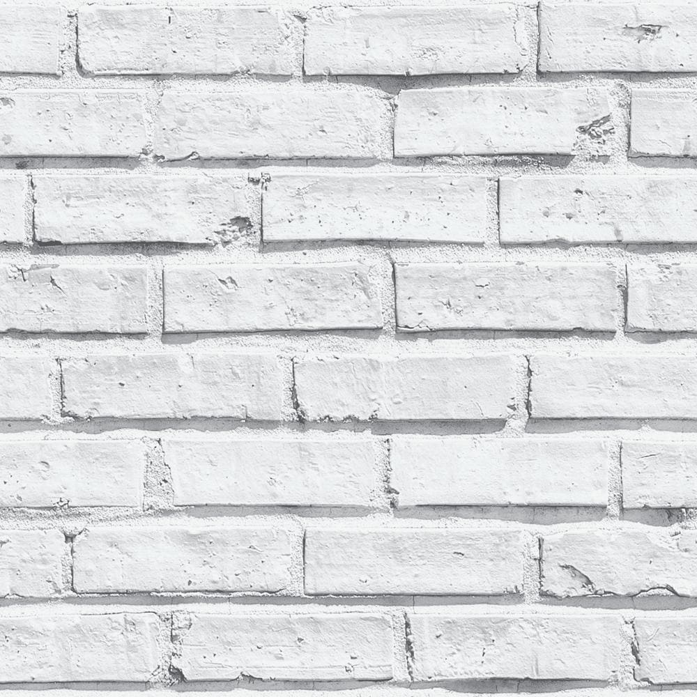 1000x1000 Arthouse White Brick Paper Non Pasted Wallpaper Roll (Covers 57.26 Sq. Ft.) 623004