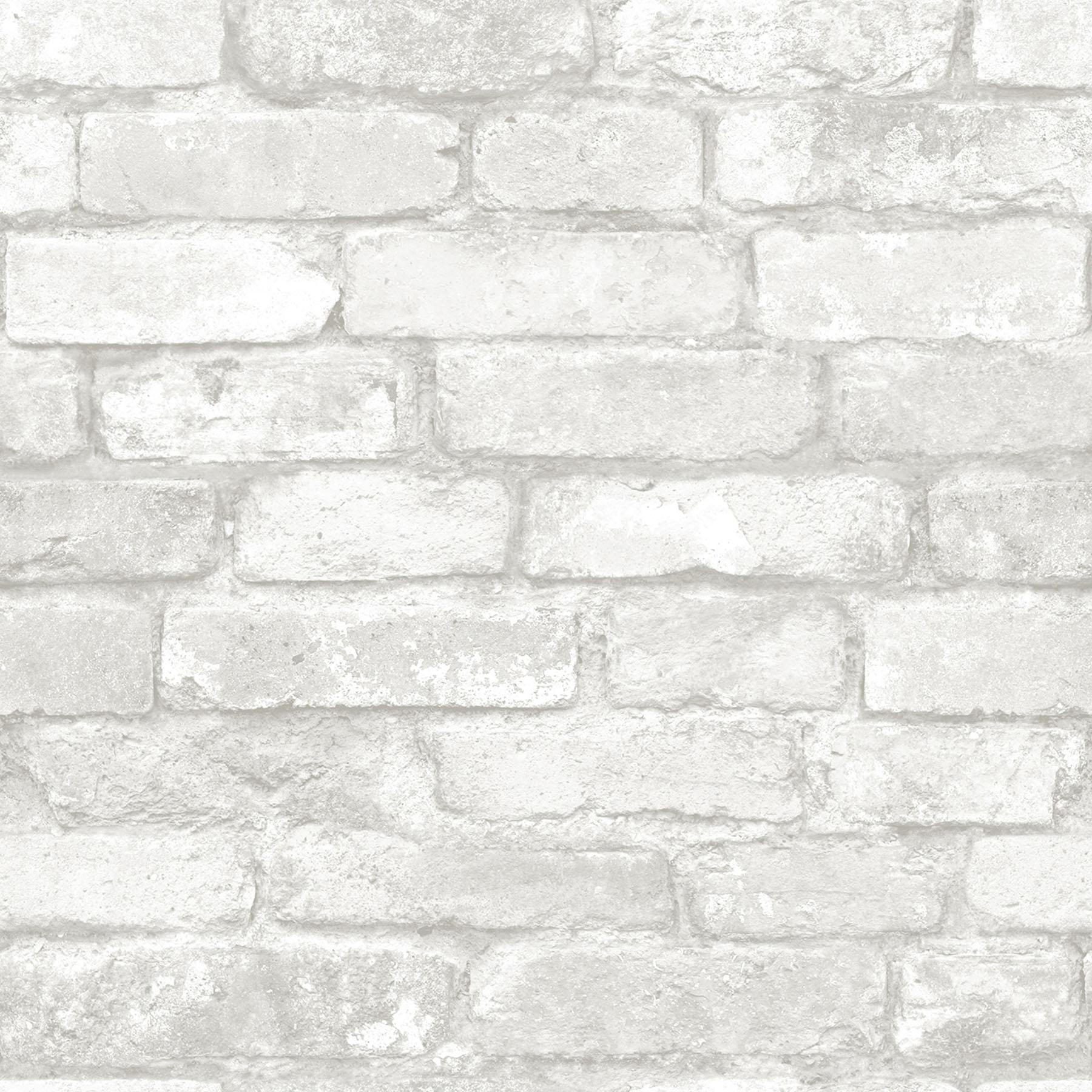 1800x1800 NuWallpaper Grey and White Brick Peel & Stick