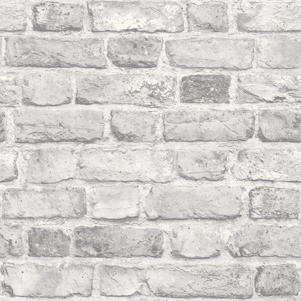 1000x1000 Battersea Brick Wall Effect Wallpaper Grey. I Love Wallpaper