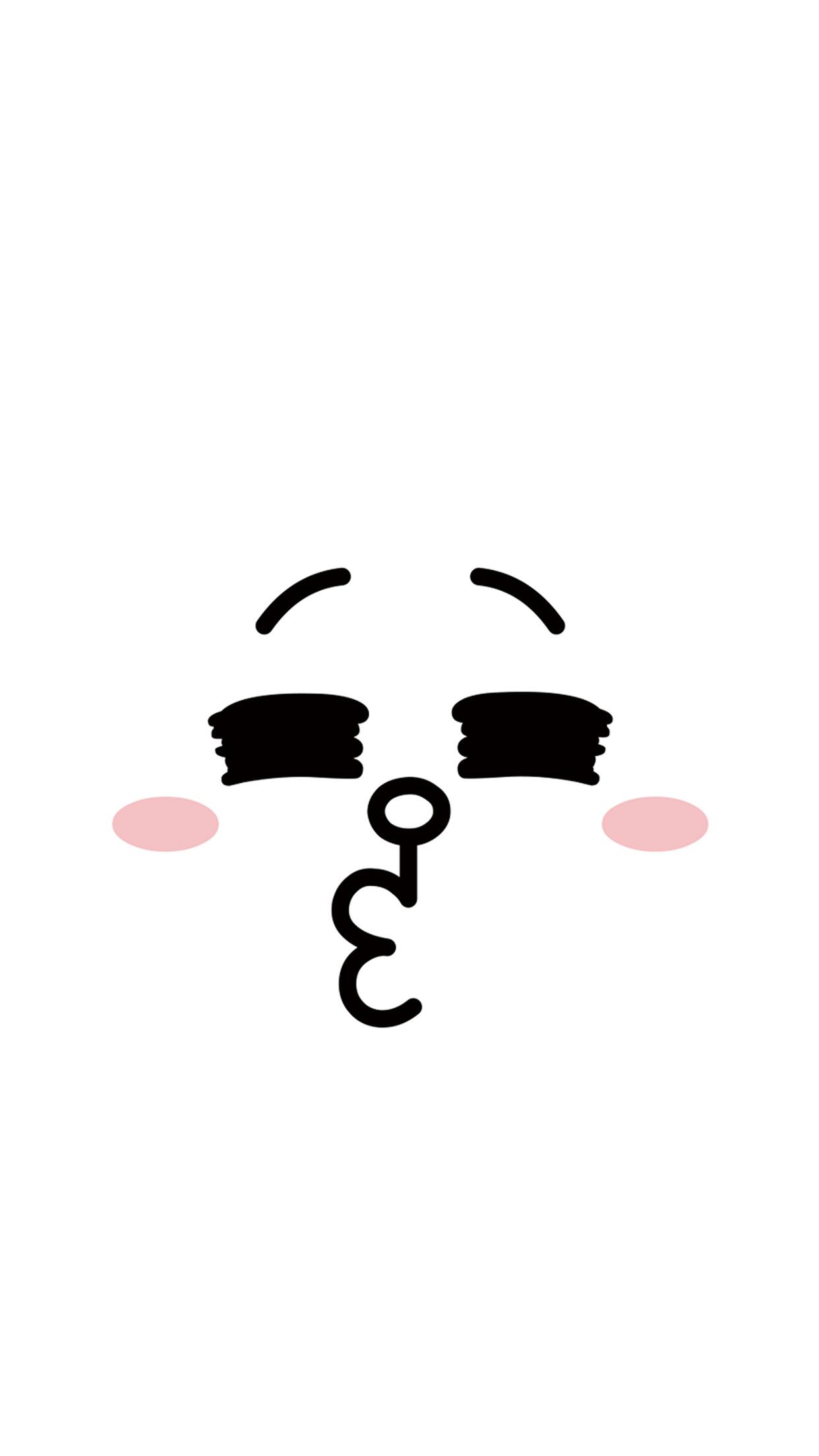 1242x2208 Kiss White Line Charactor Cute Illustration Art Wallpaper