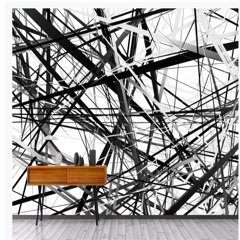 1000x1000 Modern minimalist black and white line architectural decoration modern wallpaper for living room. Wallpaper