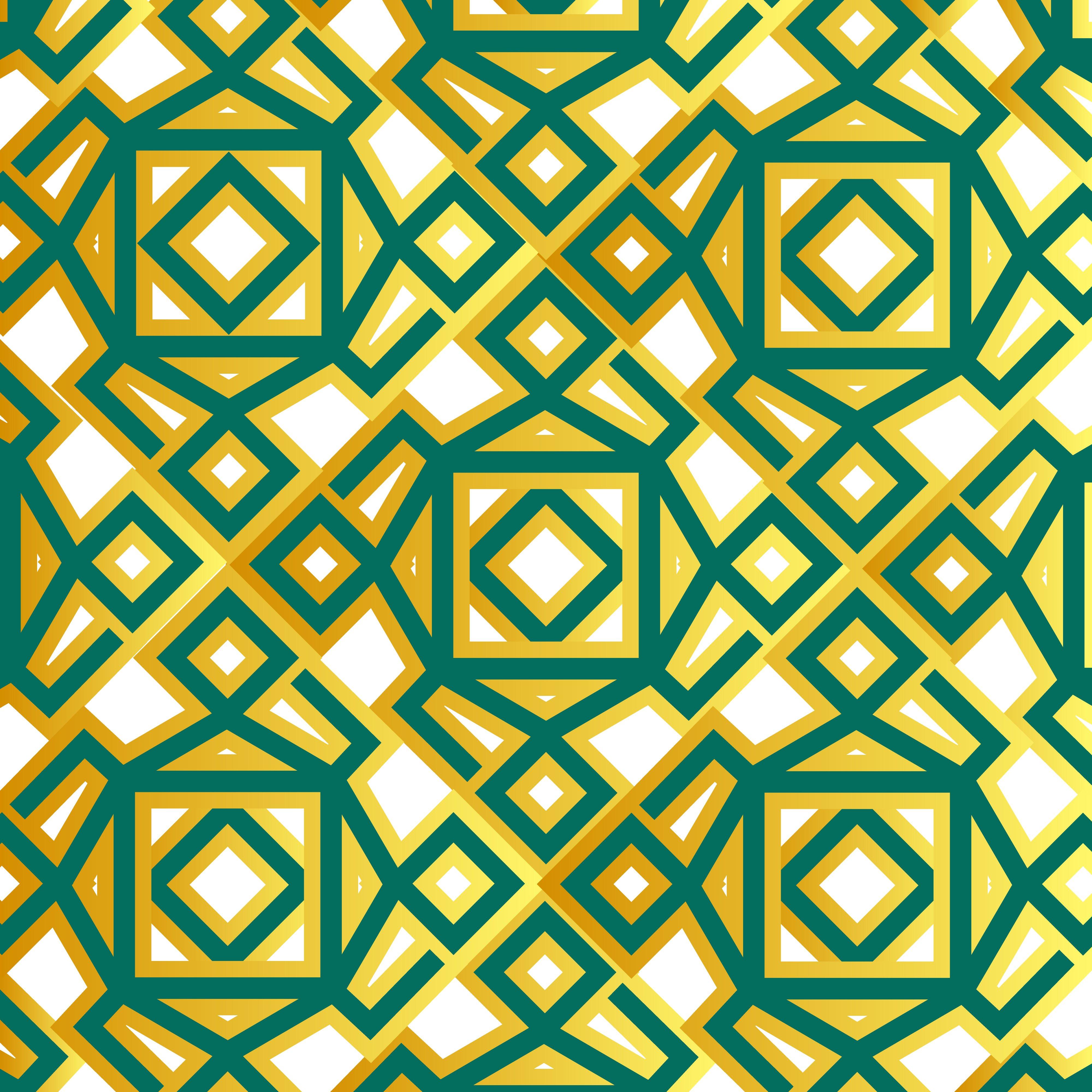 4000x4000 Green and gold geometric Islamic pattern