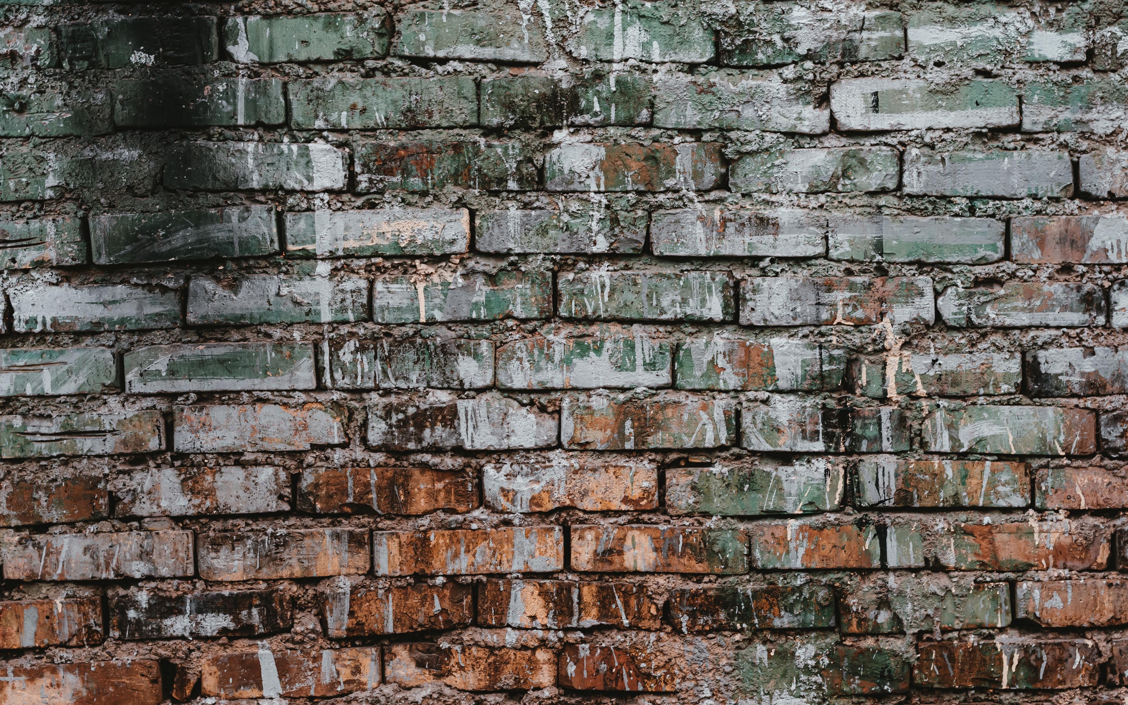 3840x2400 Download wallpaper old brick wall, grunge brick background, brick wall texture, grunge background, brickwork texture for desktop with resolution 3840x2400. High Quality HD picture wallpaper