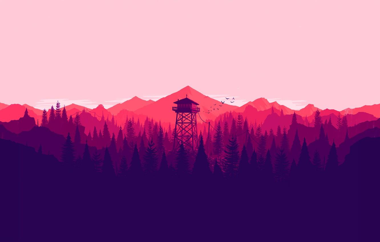 1332x850 Photo Wallpaper White, Tower, Trees, Pink, Mountain, Wallpaper Vector