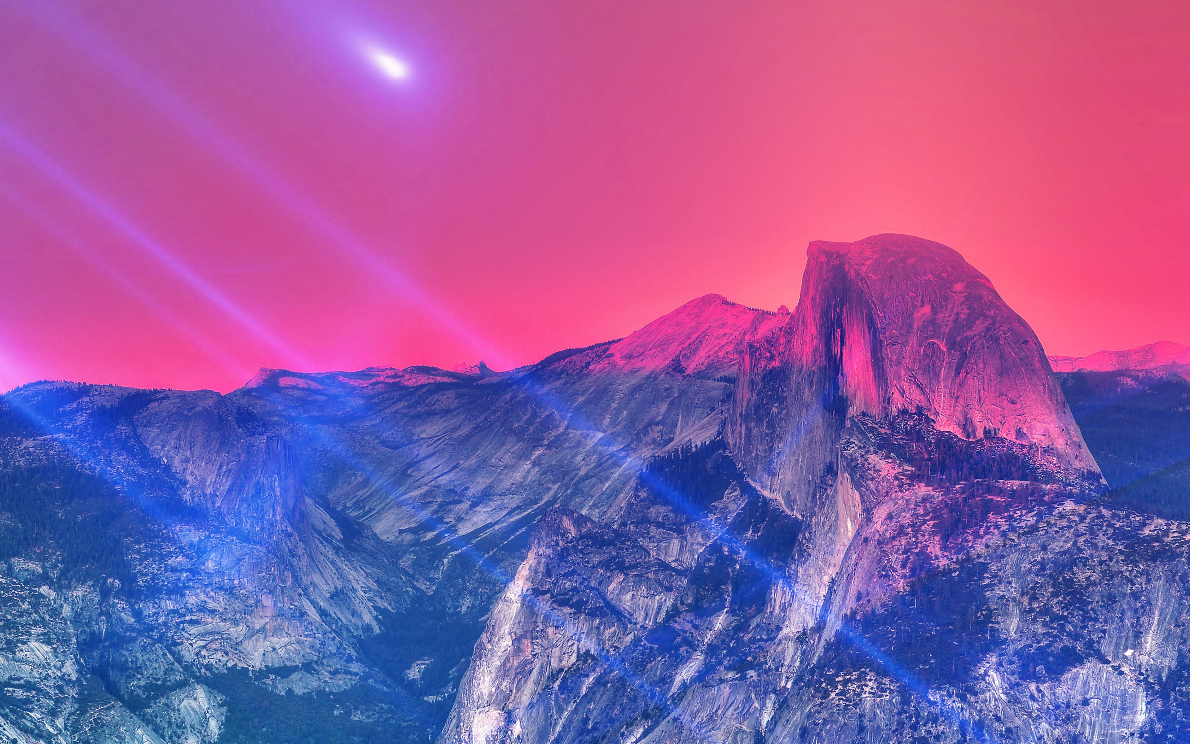 3840x2400 Pink And Blue Mountains HD Wallpaper