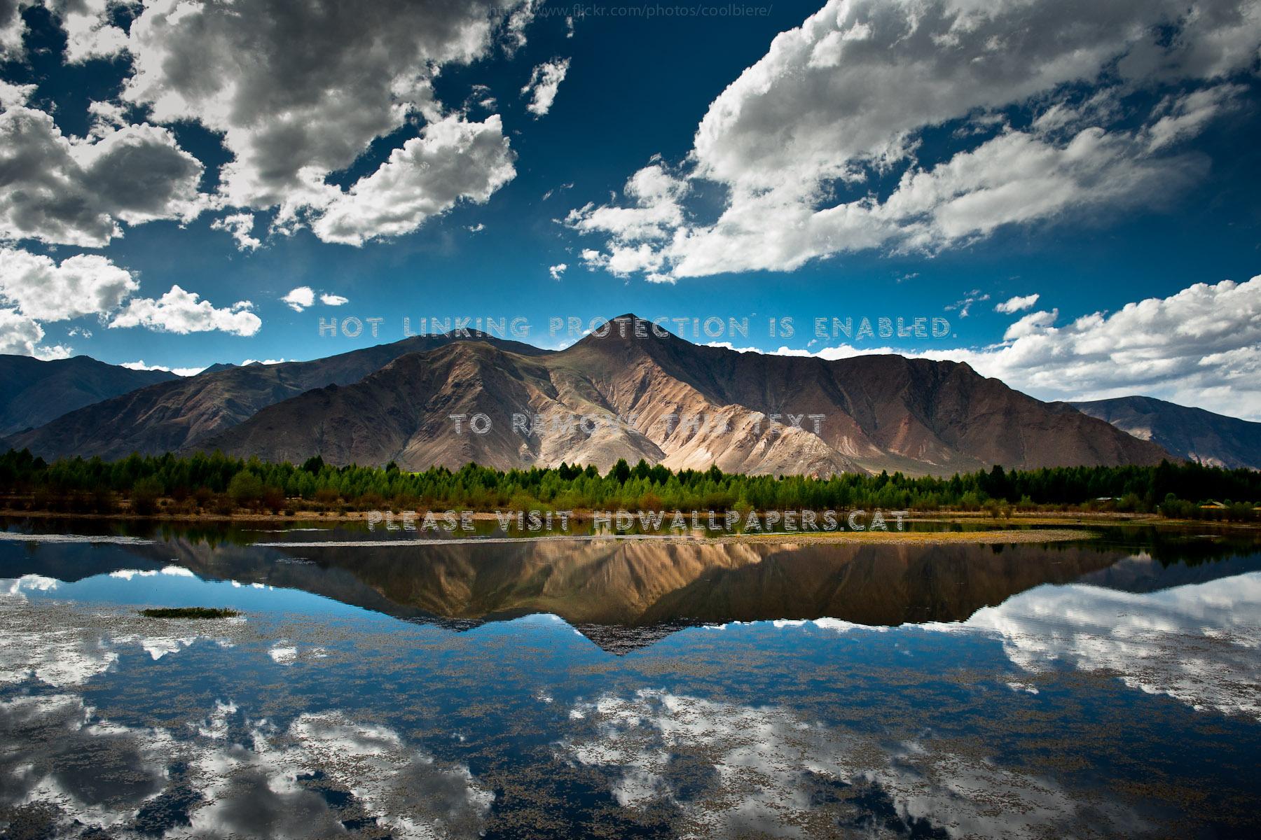 1800x1200 tibetan landscape reflection forest sky