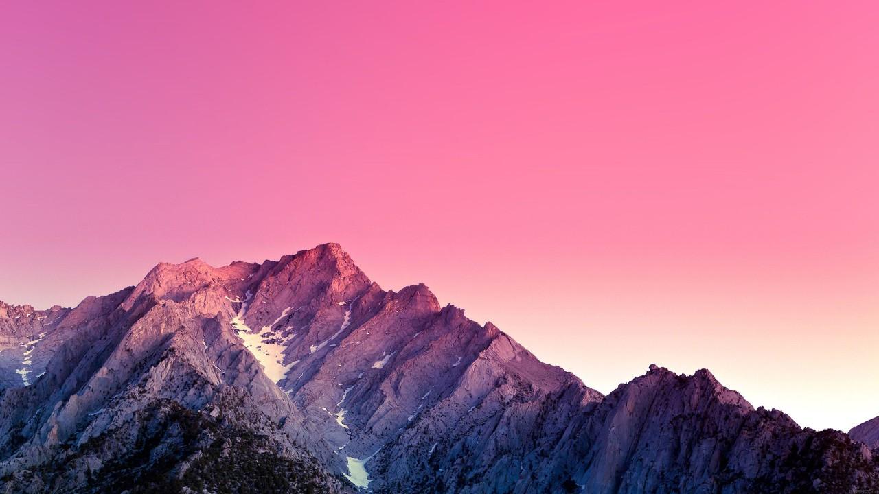 1280x720 Mountains In Pink Background HD MacBook Wallpaper