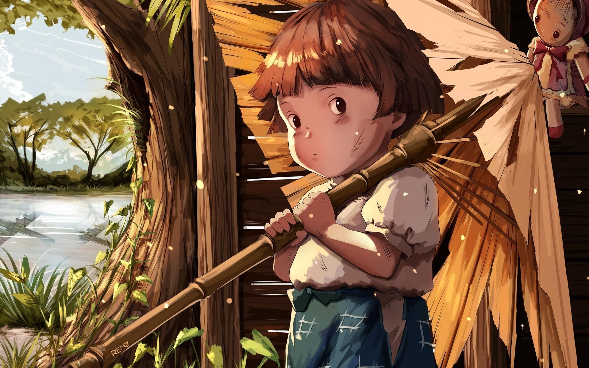 1920x1200 Download 1920x1200 Anime Kid, Village, Cute, Short Hair, Ghibli Style Wallpaper for MacBook Pro 17 inch