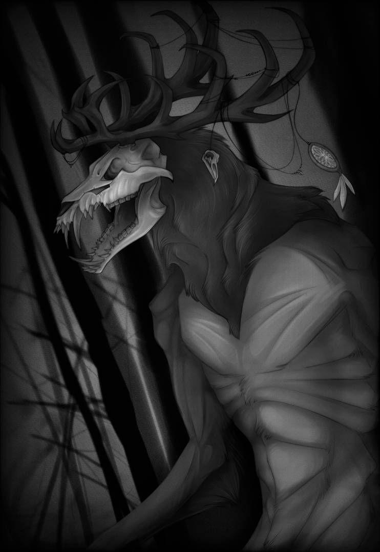 742x1077 Wendigo #Wendigo #Folklore #lore #skull #art #digitalart #sketch. Wendigo, Scary art, Beast creature