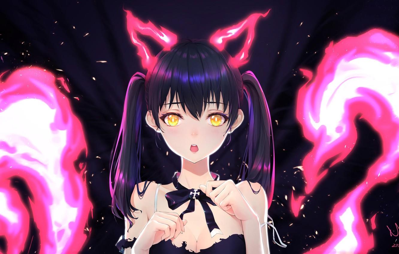 1332x850 Wallpaper fire, flame, girl, game, special, nothing, anime, cross, power, pretty, asian, manga, japanese, oriental, asiatic, powerful image for desktop, section сёнэн