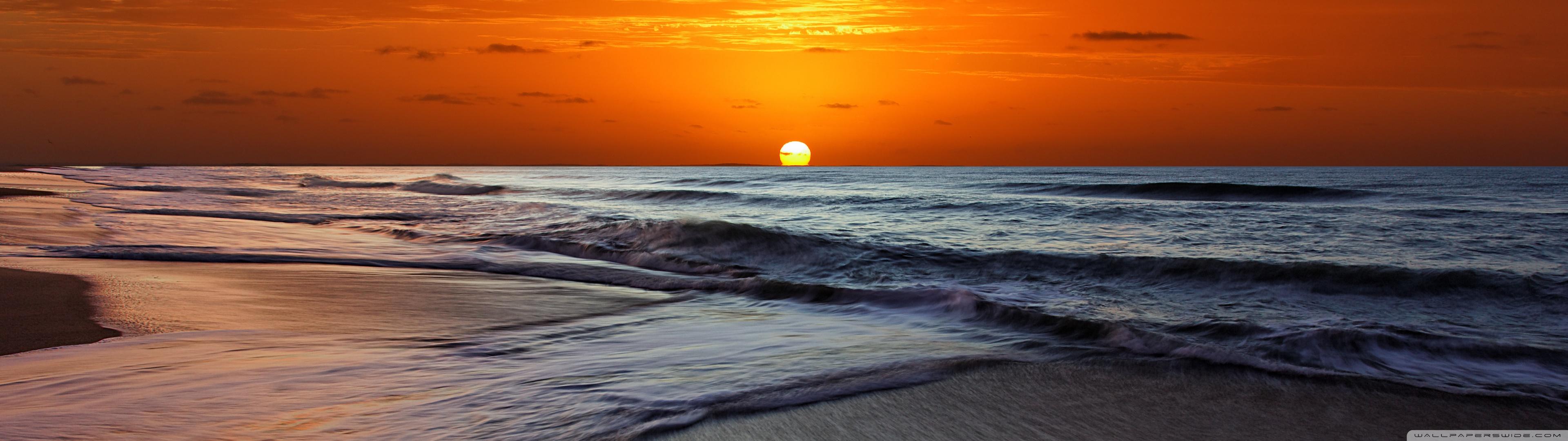 3840x1080 Memorable Sunset Beach Ultra HD Desktop Background Wallpaper for : Multi Display, Dual Monitor : Tablet