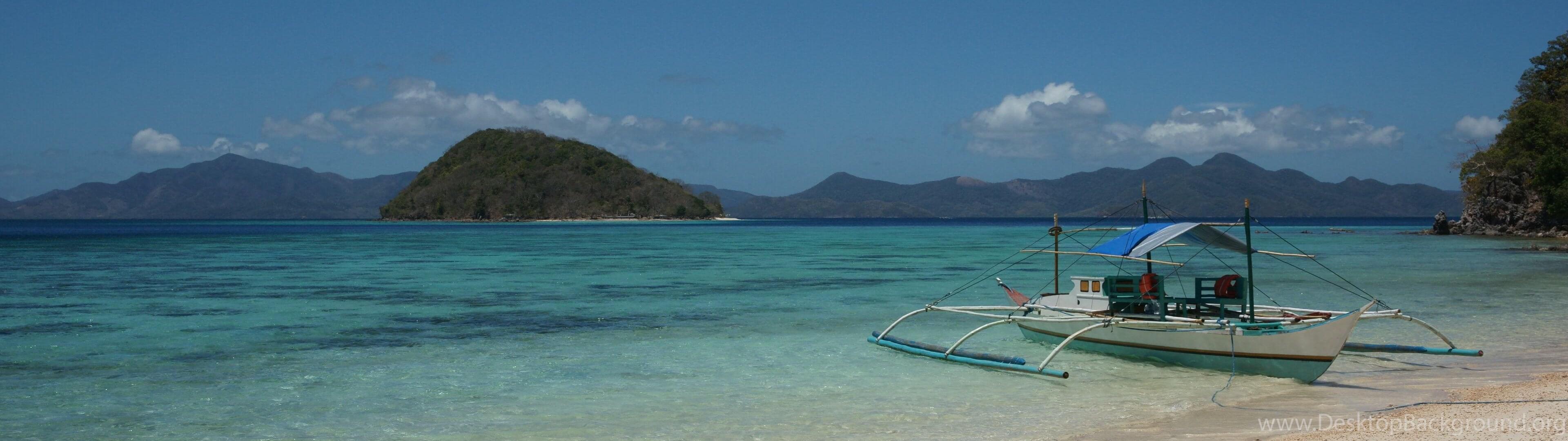 3840x1080 Tropical Beach Dual Monitor Wallpaper Desktop Background