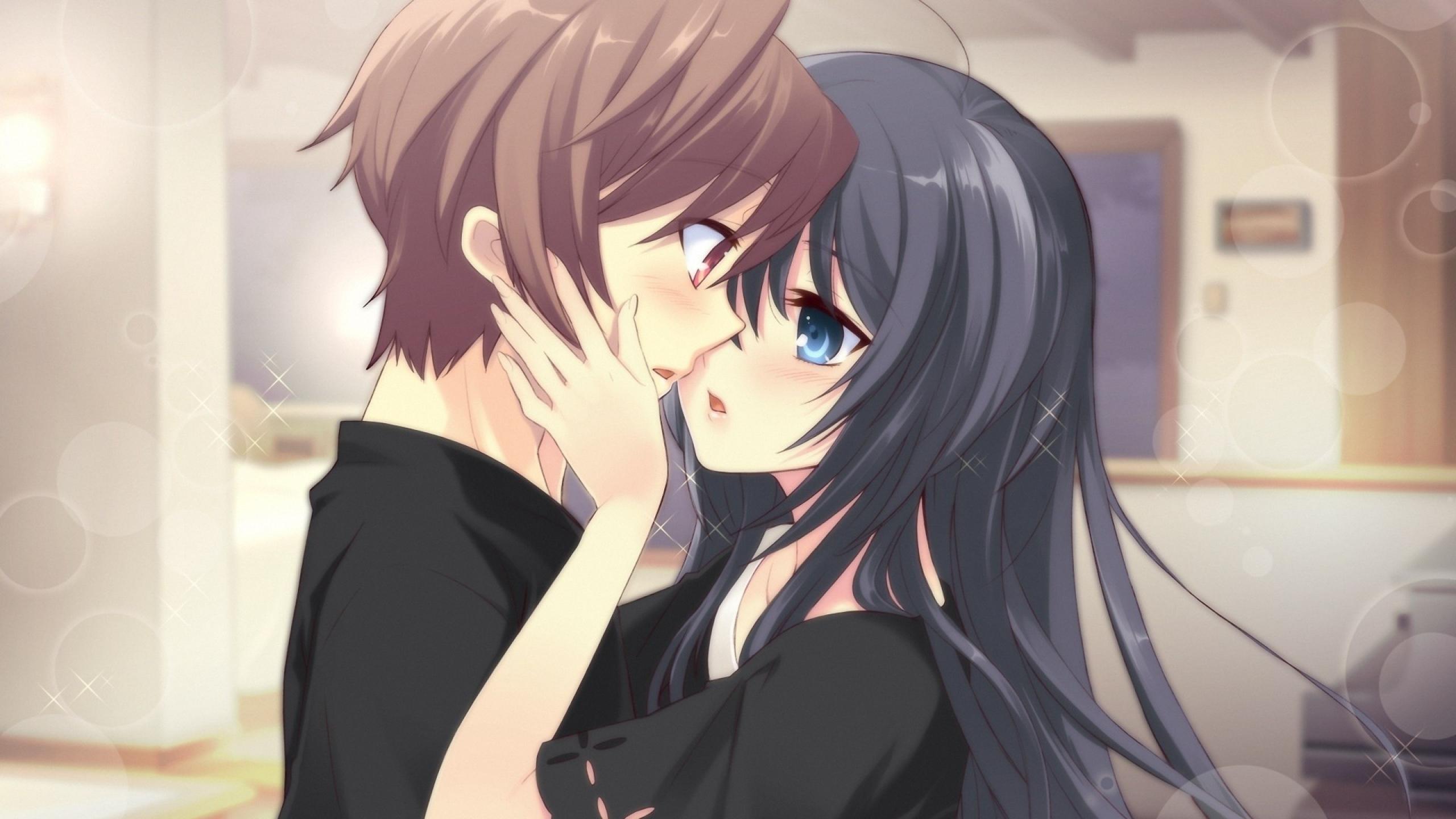 Two Anime Characters Kissing In The Background Cute Couple Anime Picture  Background Image And Wallpaper for Free Download