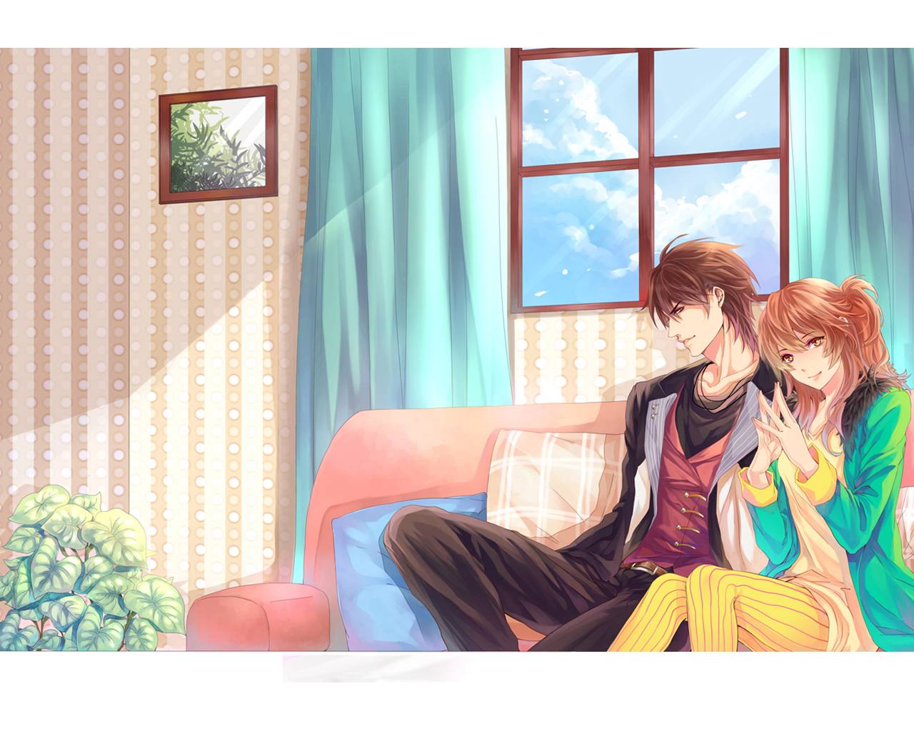 1280x1024 Belajoo Cute Anime Couple Wallpaper Wallpaper 1280x1024