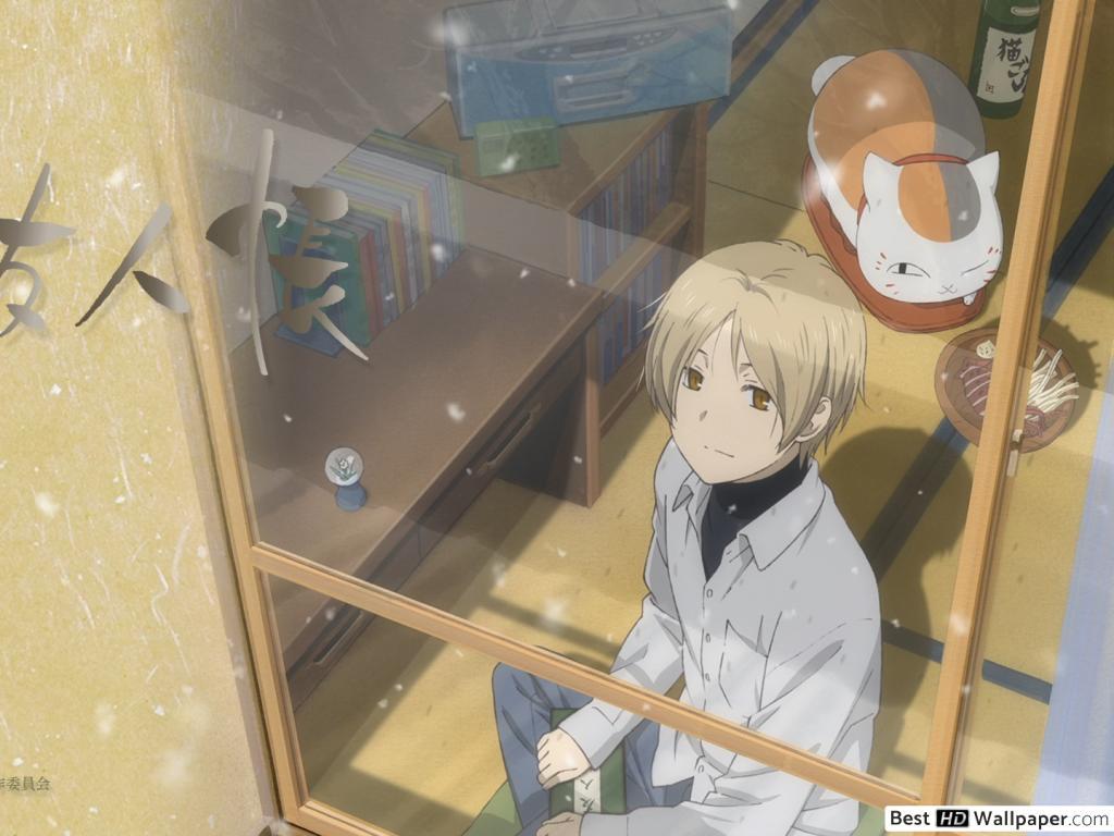 1024x768 Natsume Book of Friends Takashi & Nyanko Sensei HD wallpaper download