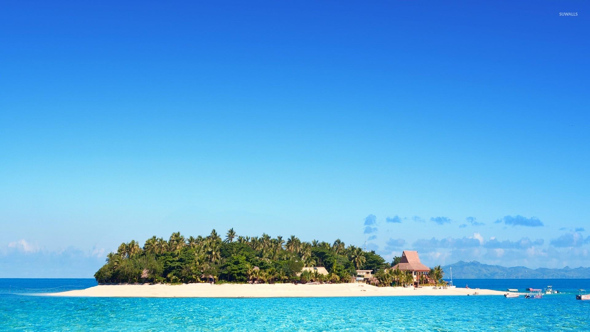 1920x1080 Clear sky over a resort on a Fiji island wallpaper wallpaper