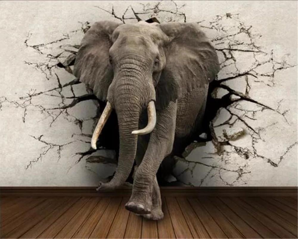 1000x800 beibehang Custom 3D stereo wallpaper mural personality living room bedroom restaurant bar elephant art mural TV background wall. Wallpaper