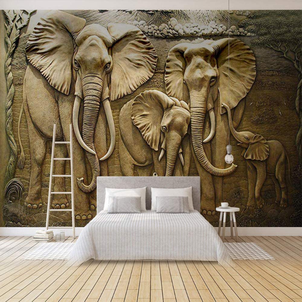 1000x1000 Custom Photo Wallpaper Modern 3D Embossed Gold Elephant Mural Living Room Tv Sofa Modern Abstract Art Wall Painting Home Decor 250Cm×175Cm