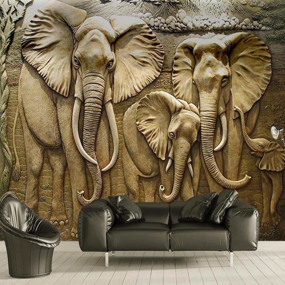 1000x1000 3D Elephant Wallpaper Murals for Living Room Wall Art Decor Landscape papel tapiz para paredes 3D stereoscopic Wallpaper Luxury. Wallpaper
