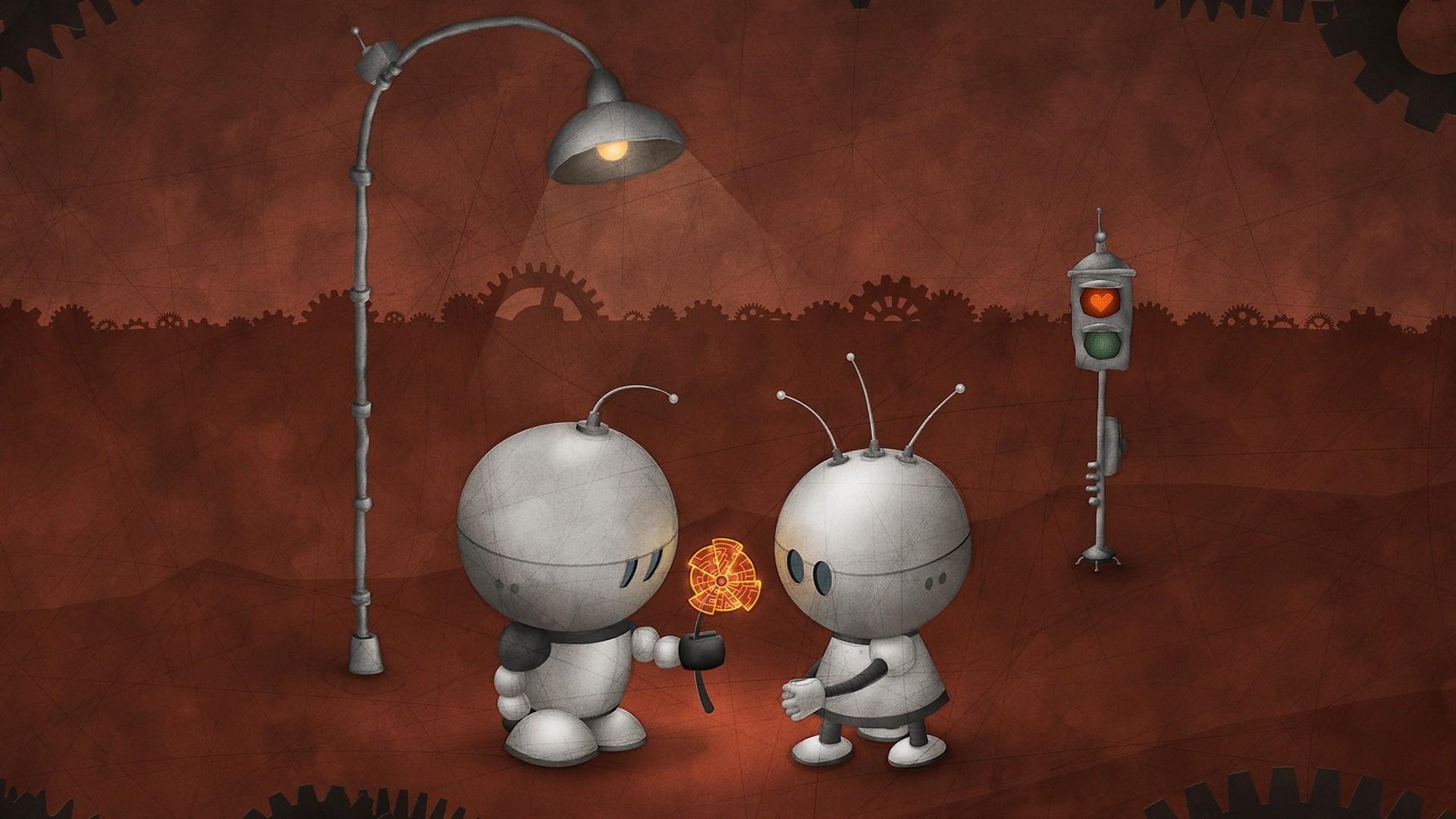 1920x1080 #gears, #traffic lights, #robot, #heart, #digital art, #street light, #flowers, #lamp, #artwork, #scratches, #Vladstudio, #love, #antenna, wallpaper. Mocah HD Wallpaper