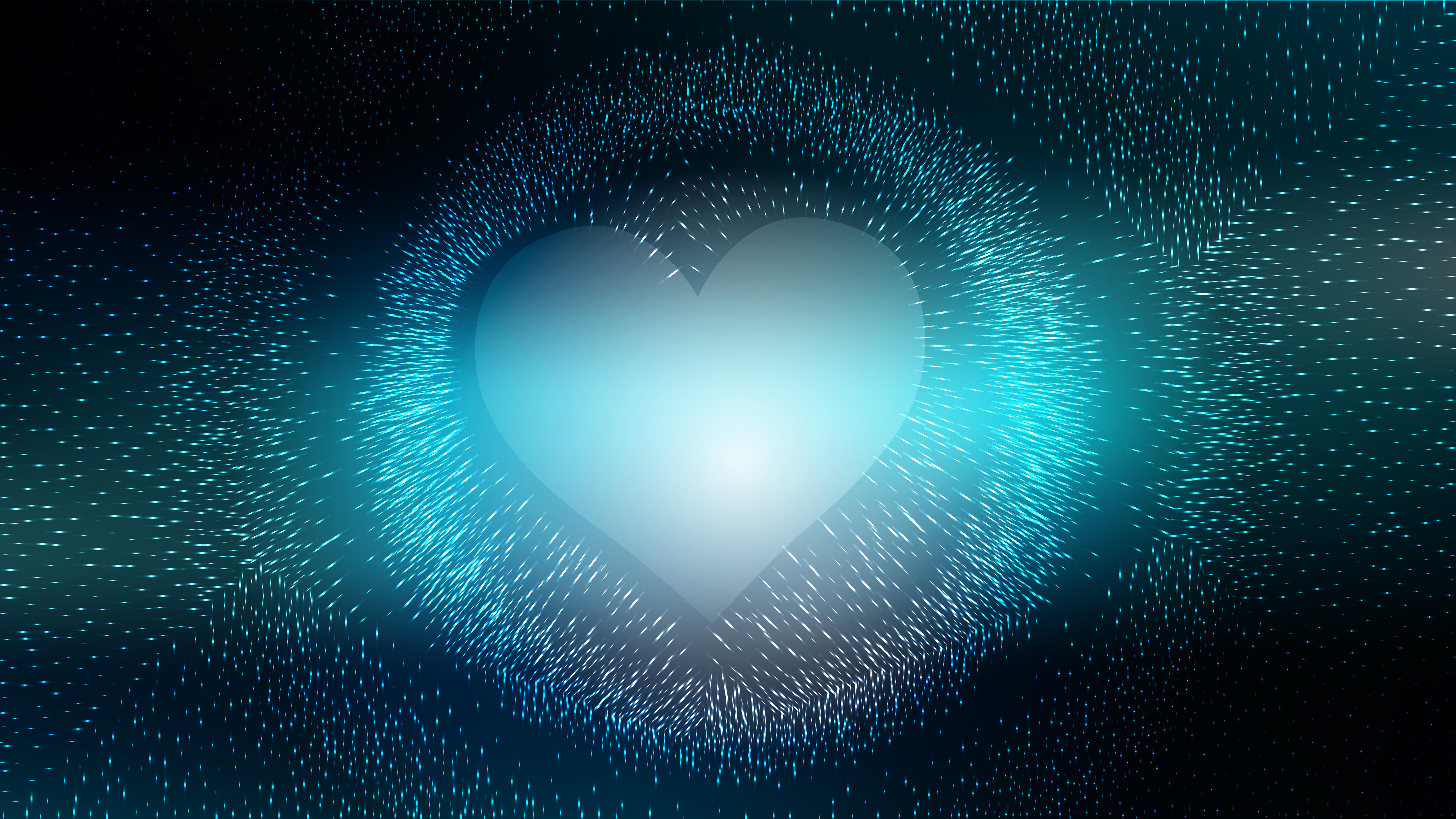 8000x4500 Love Black And Blue Heart Wallpaper