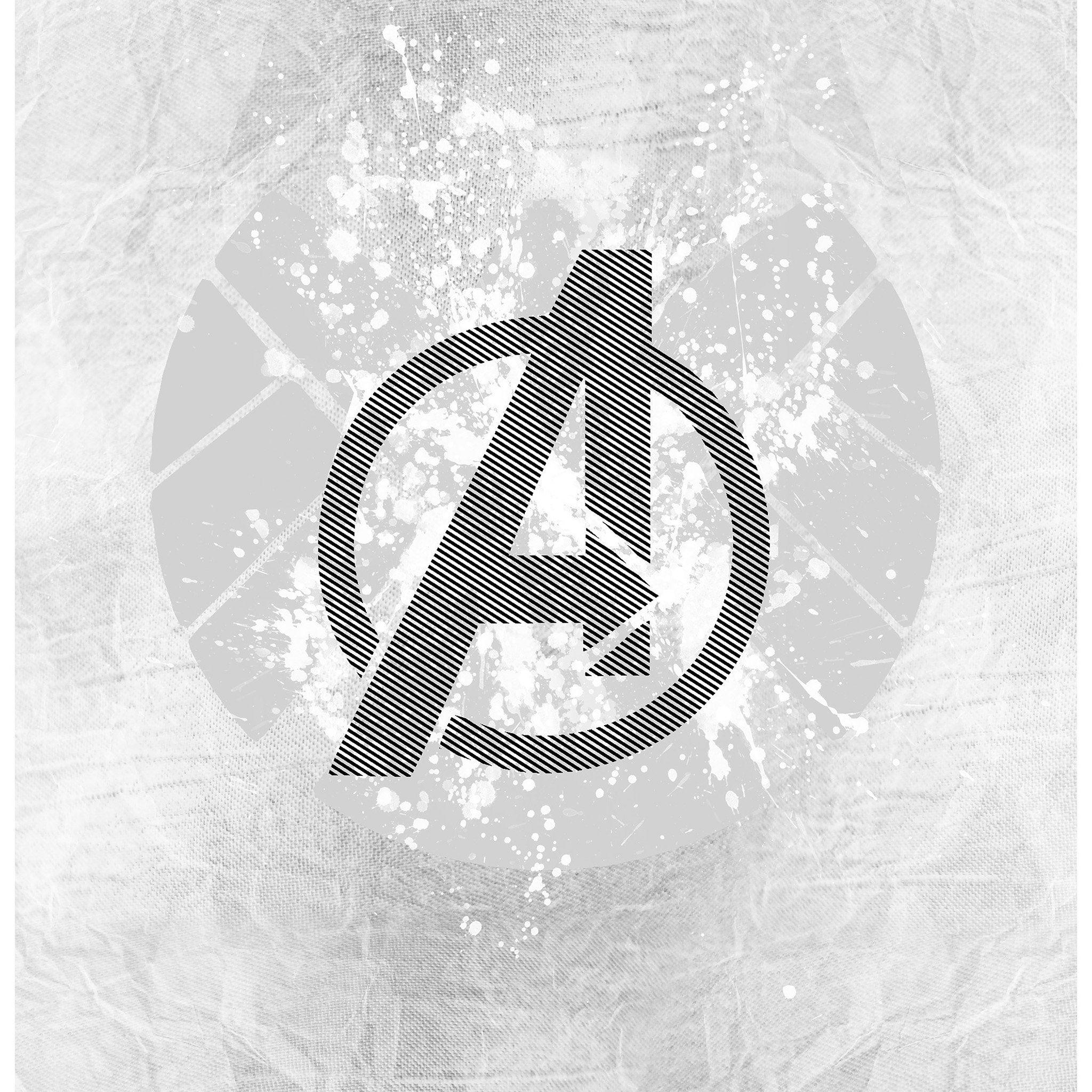 2048x2048 Avengers Logo Art Hero White iPad Air Wallpaper Free Download
