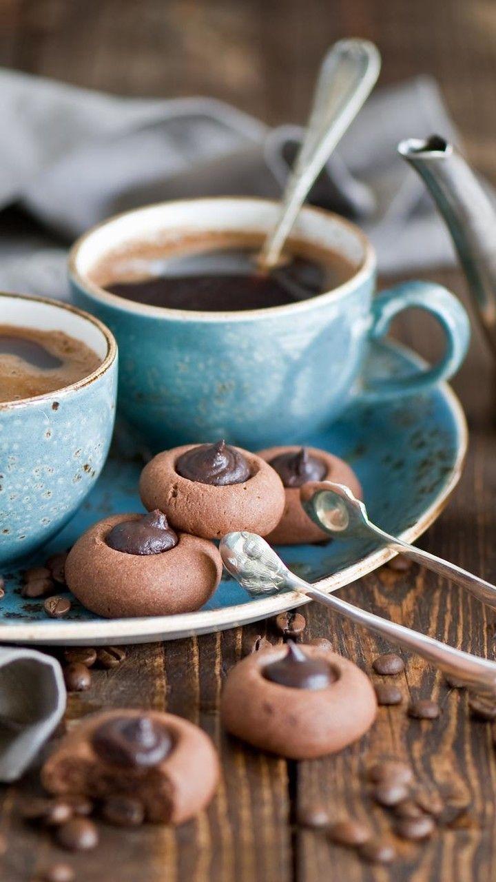 720x1280 Wallpaper Download 720x1280 Chocolate cookies and delicious coffee in the morning. food and drink wallpaper. downlo. Chocolate cookies, Delicious, Morning coffee