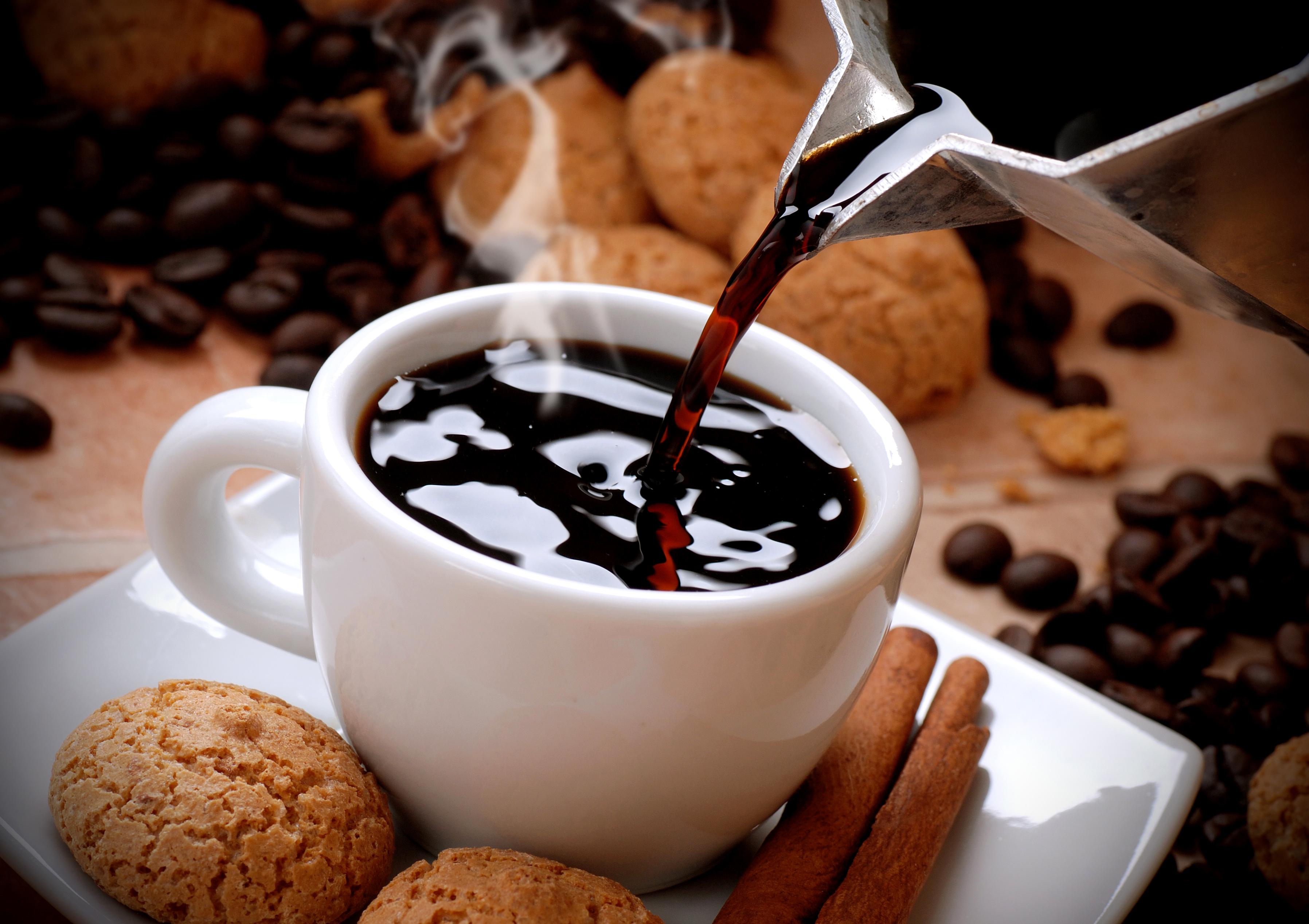 3592x2538 Desktop Wallpaper Coffee Grain Cup Food Vapor Cookies 3592x2538