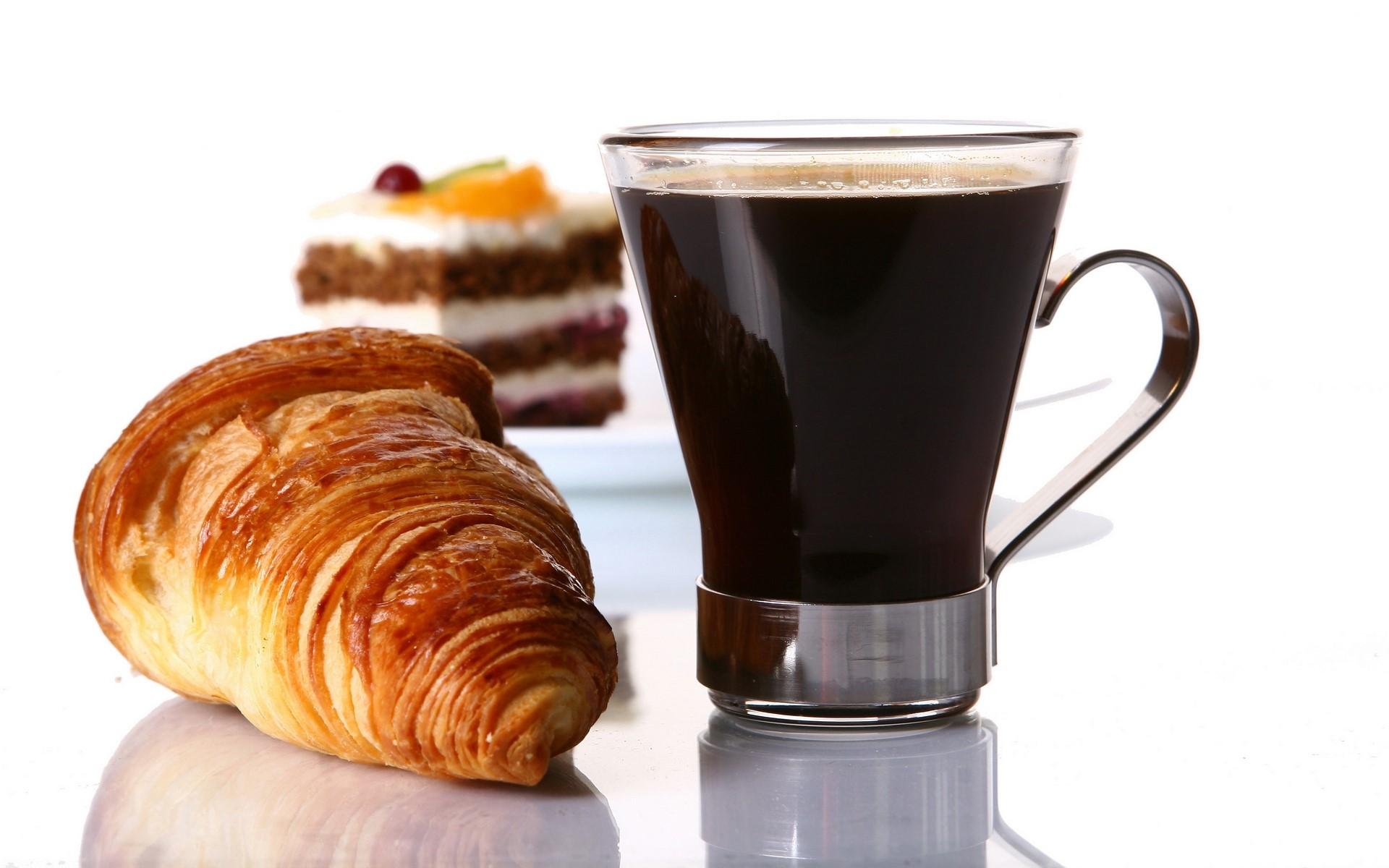 1920x1200 Croissant, Coffee, Black, Cake wallpaper
