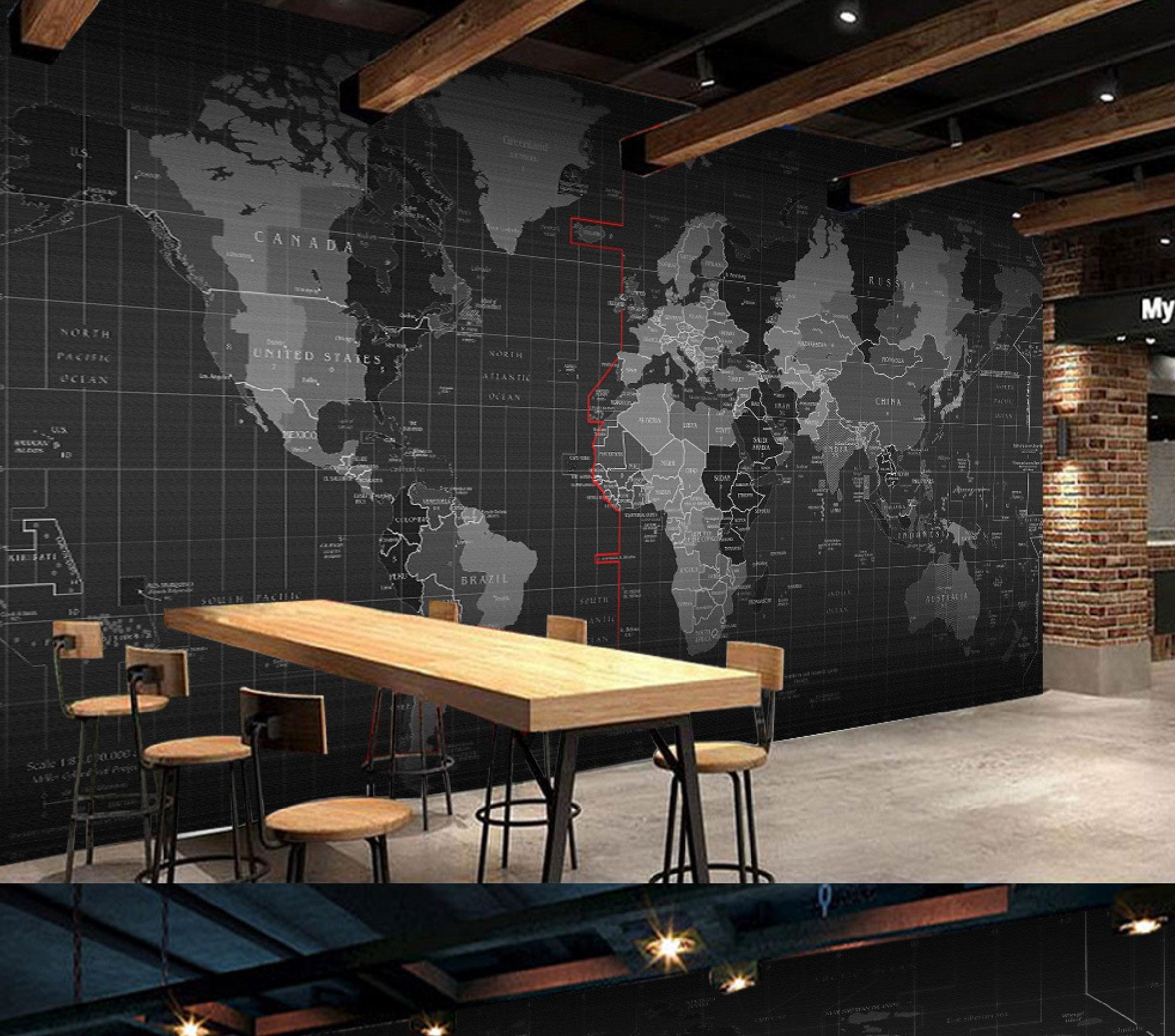 2000x1764 Technology World Map Wall Mural Modern Home Decor For Living