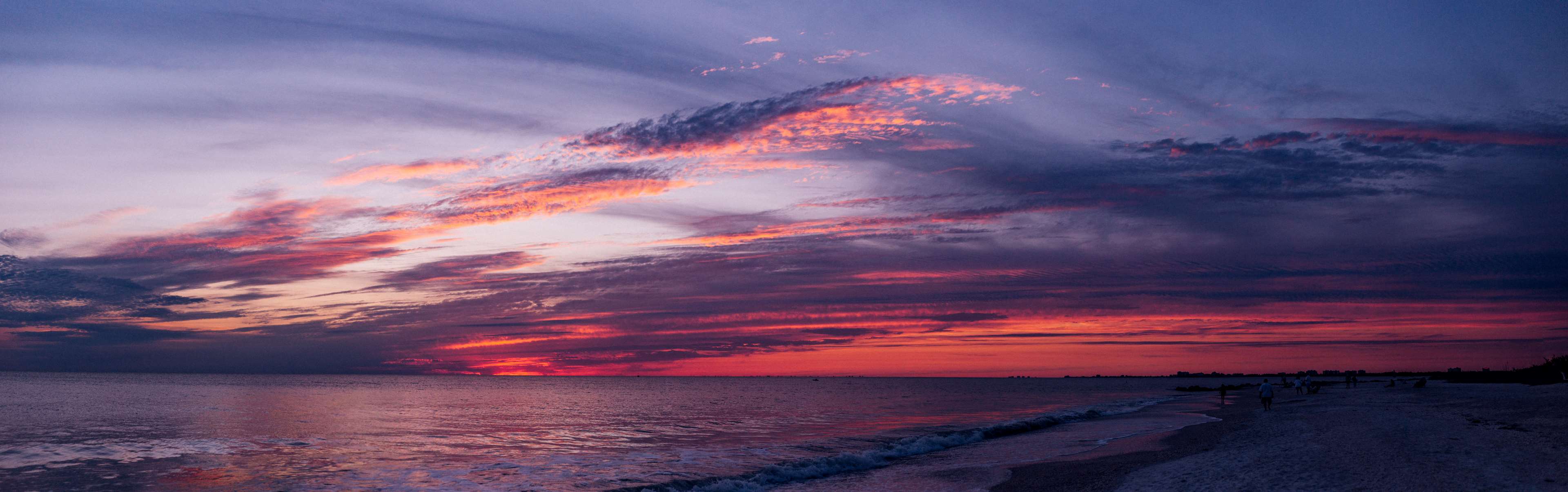 3840x1205 clouds, ocean, panorama, sea, sky, sunset, water 4k wallpaper. Mocah HD Wallpaper