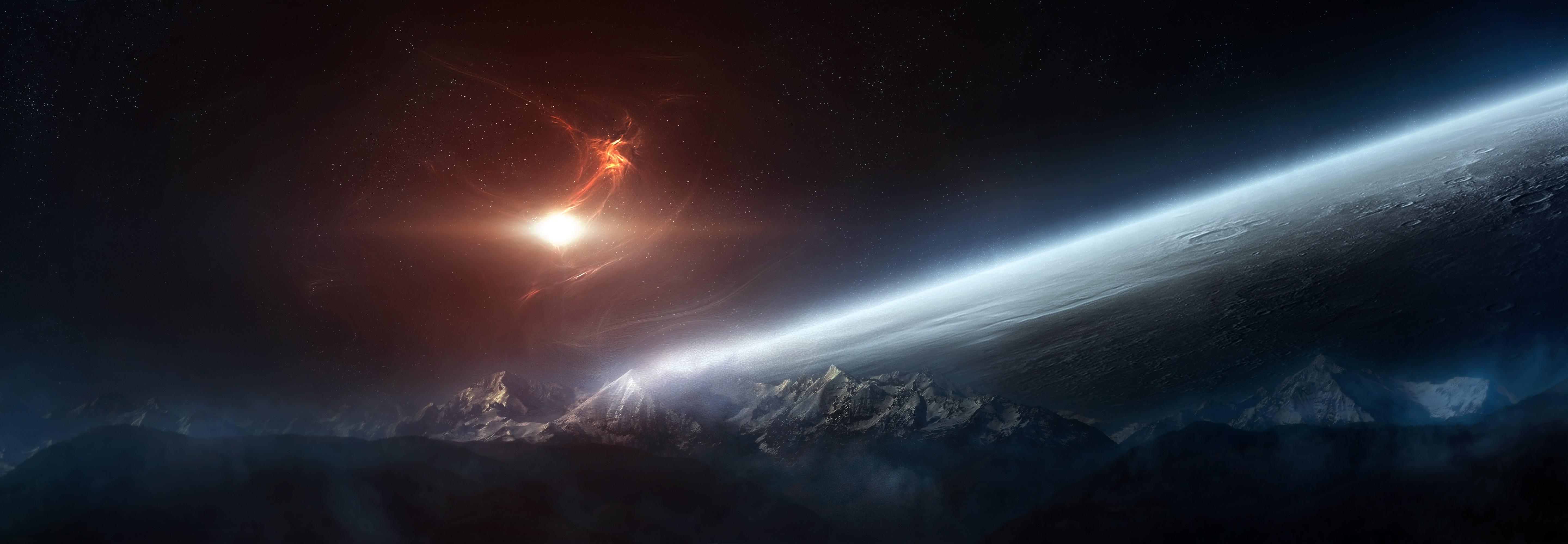 5760x2000 space wallpaper free HD widescreen
