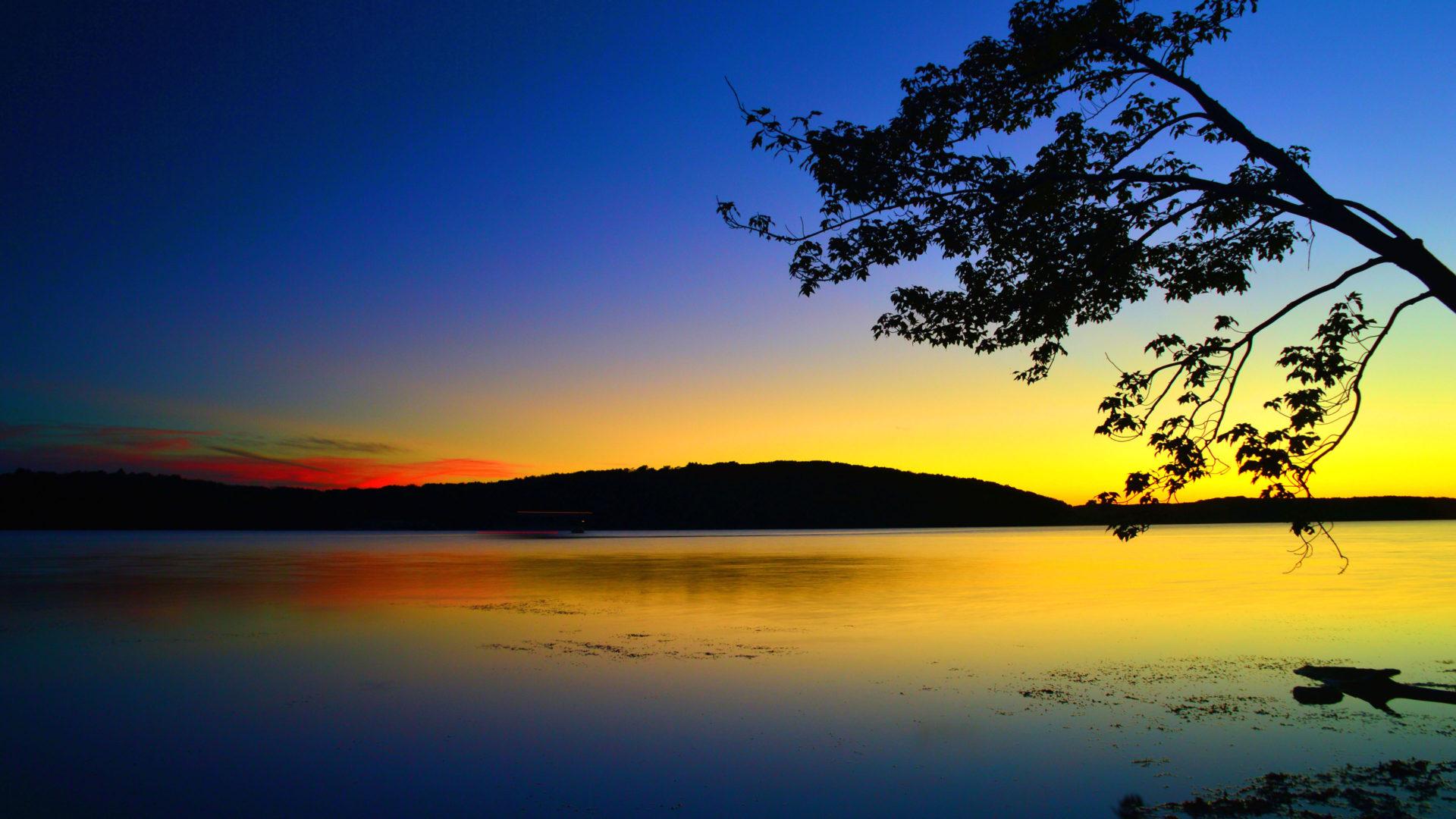 1920x1080 Morning Glow Lake At Sunrise Landscape Photography Wallpaper HD :