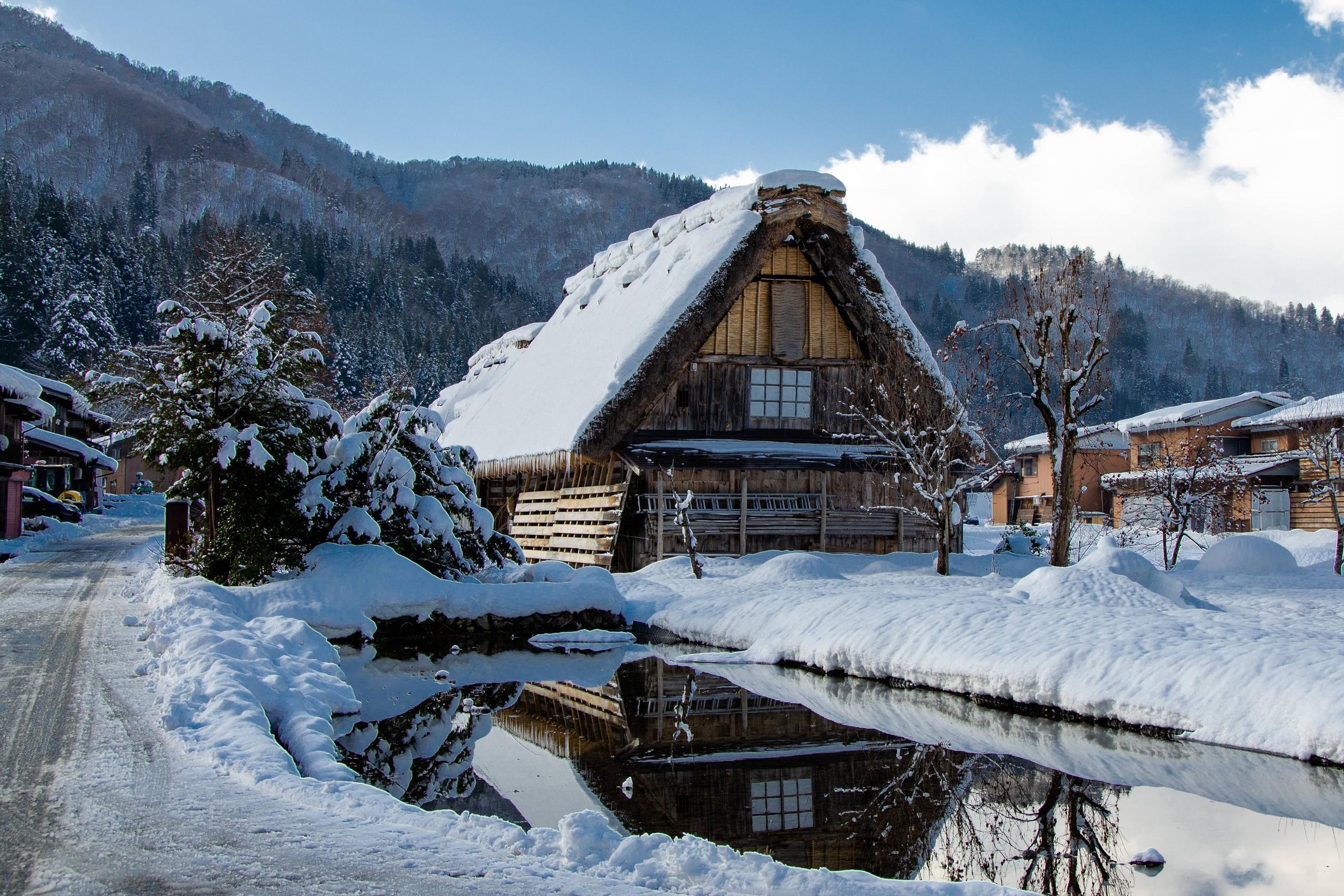 2986x1991 Japan Village Covered in Winter Snow 1600x900 Resolution Wallpaper, HD City 4K Wallpaper