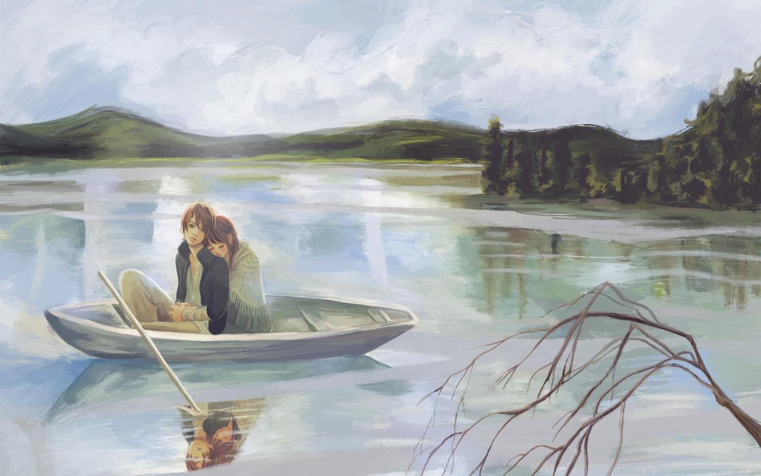 1500x938 boat bokura ga ita scenic takahashi nanami water yano motoharu. konachan.com.com Anime Wallpaper