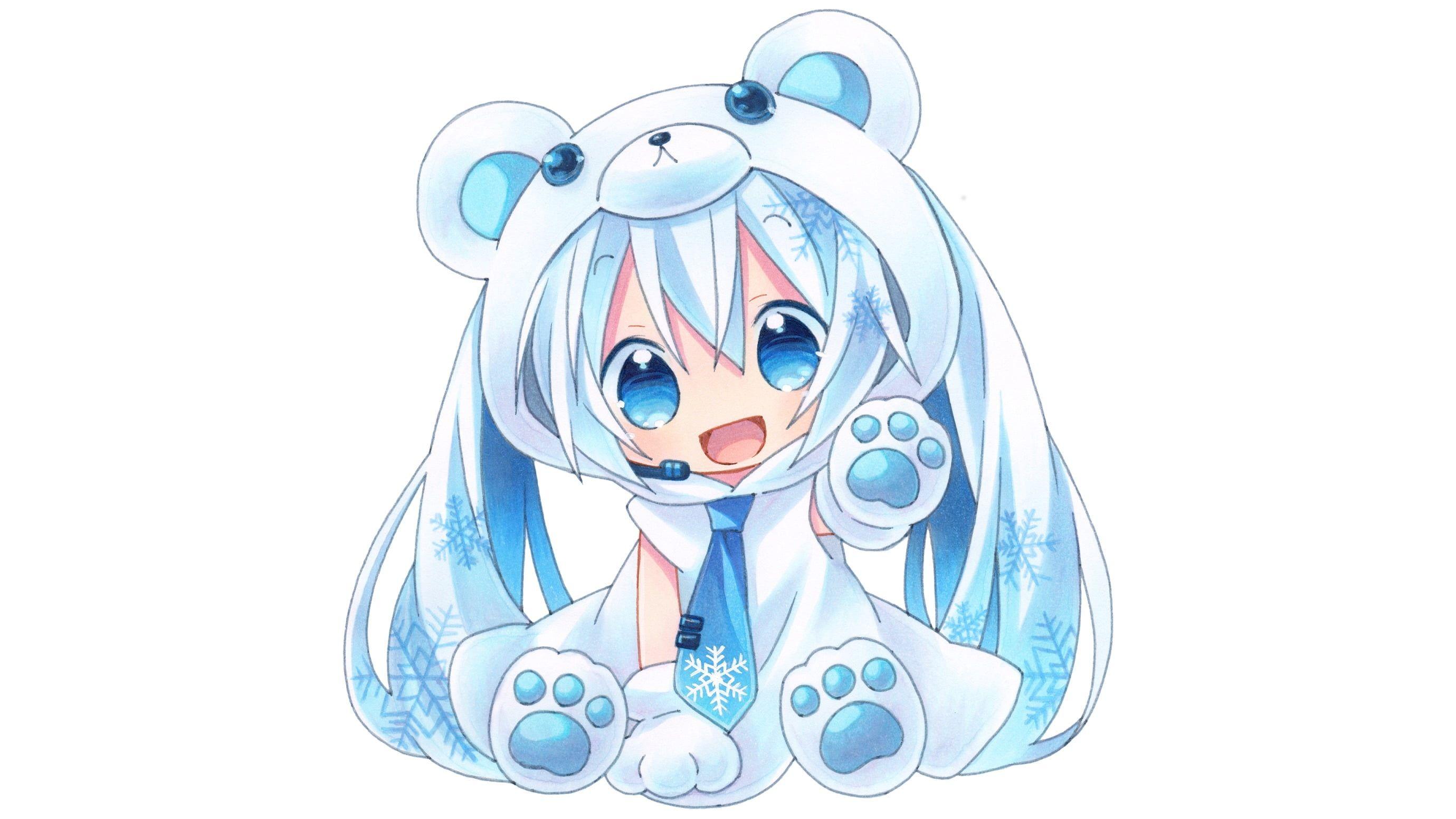 2759x1552 anime girls long hair Hatsune Miku #chibi Yuki Miku K #wallpaper #hdwallpaper #desktop. Chibi wallpaper, Cute anime wallpaper, Anime wallpaper