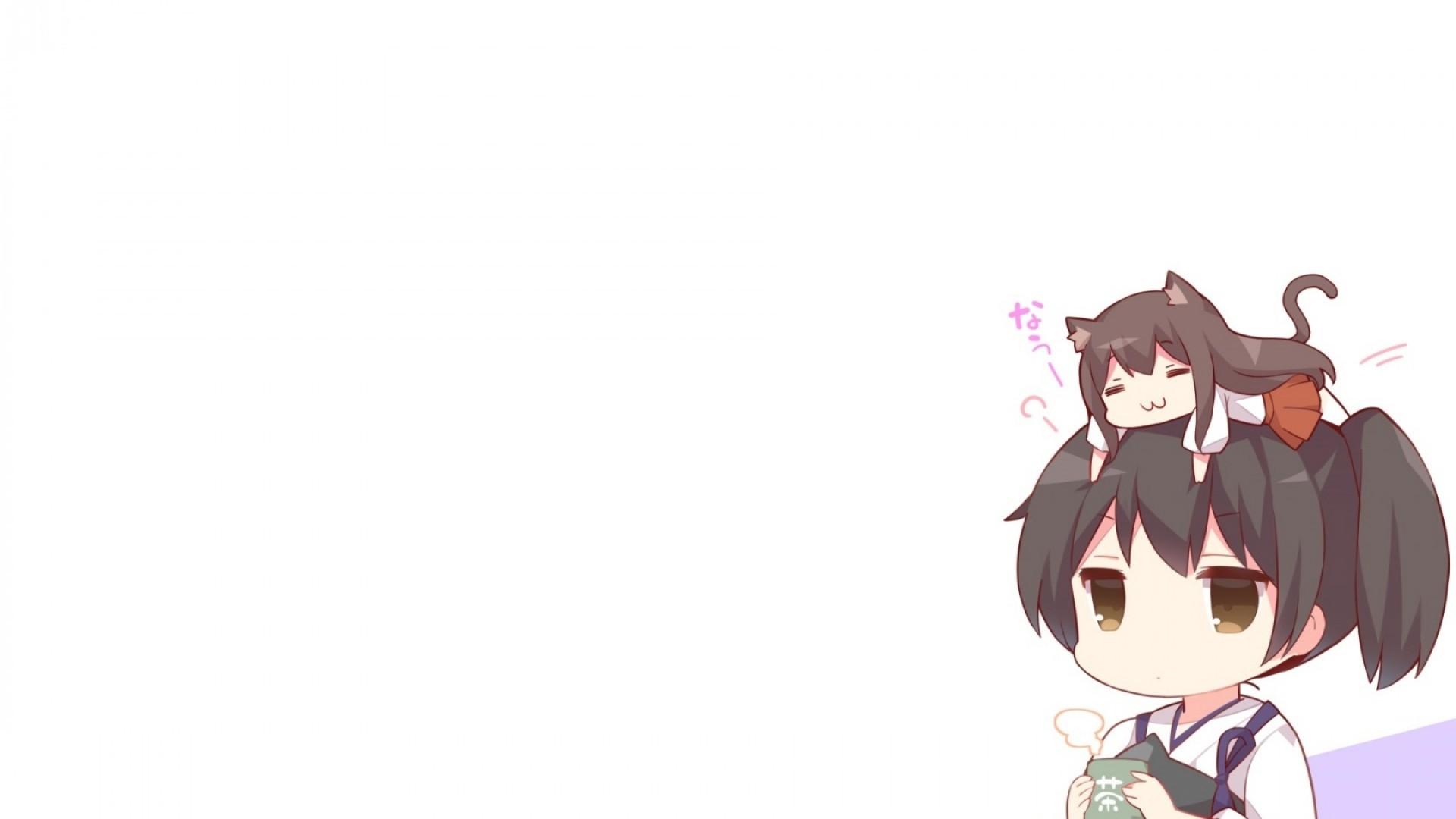 1920x1080 Download 1920x1080 Anime Girls, Chibi, Cute, Animal Ears, Tea, Short Hair Wallpaper for Widescreen