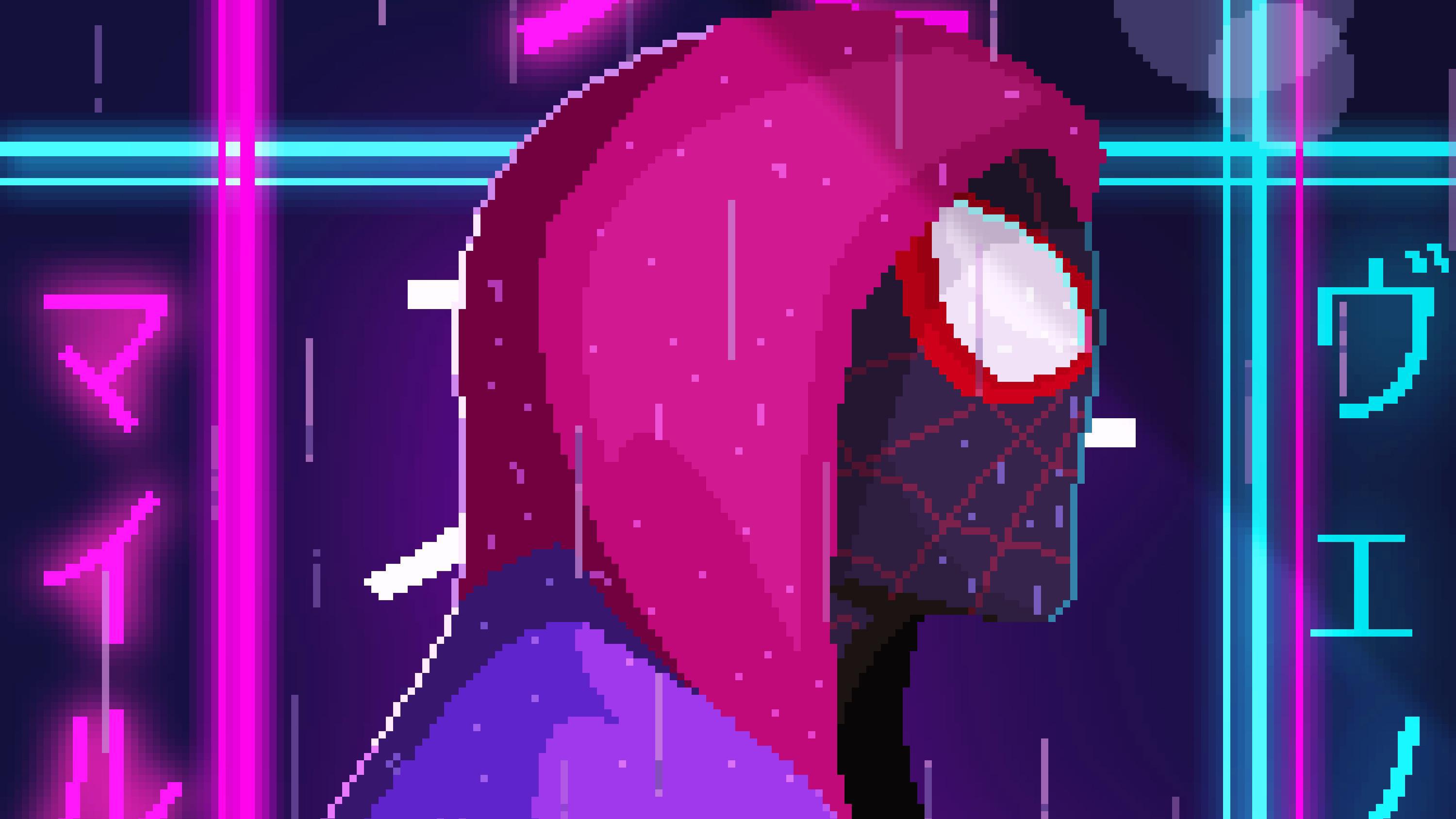 3000x1688 Purple Pixel Art Wallpaper