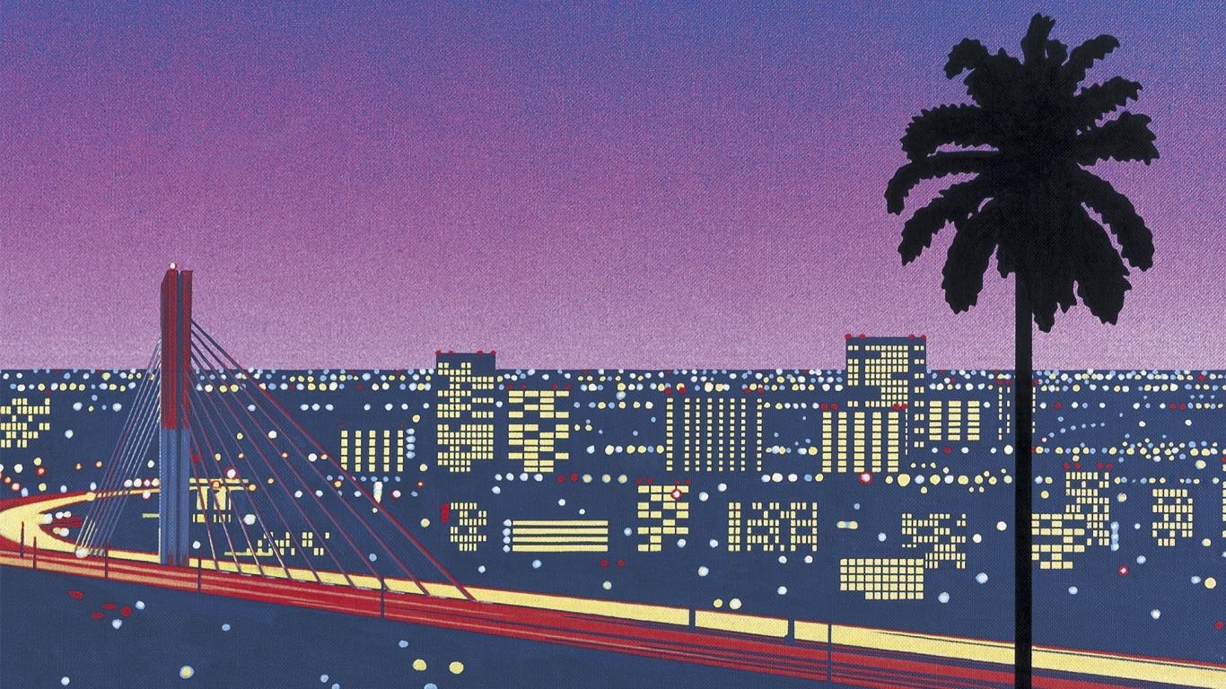 1366x768 Download 1366x768 wallpaper bridge, cityscape, pixel art, tablet, laptop, 1366x768 HD image, background, 17323