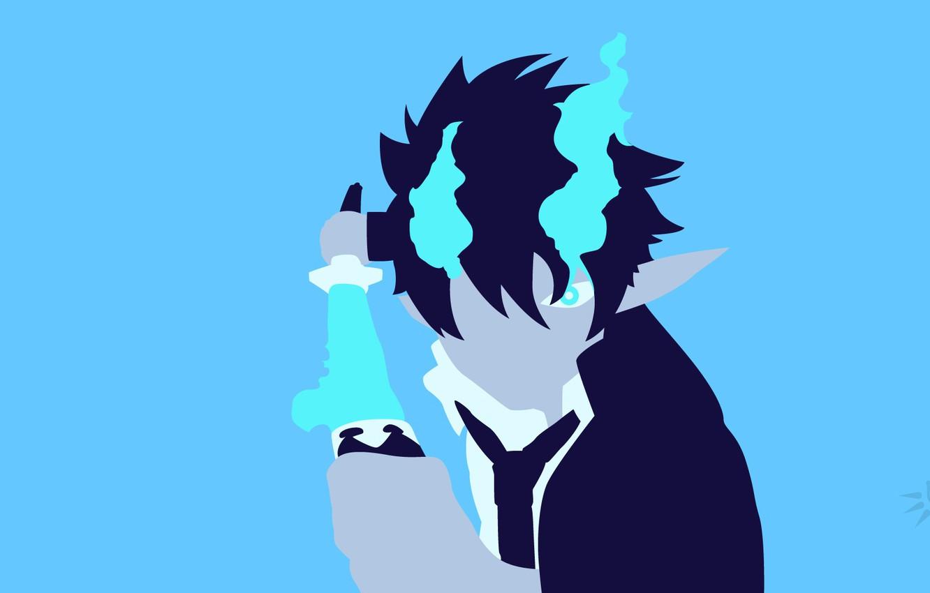 1332x850 Wallpaper minimalism, anime, art, guy, Ao no Exorcist, Rin, Blue Exorcist image for desktop, section сёнэн