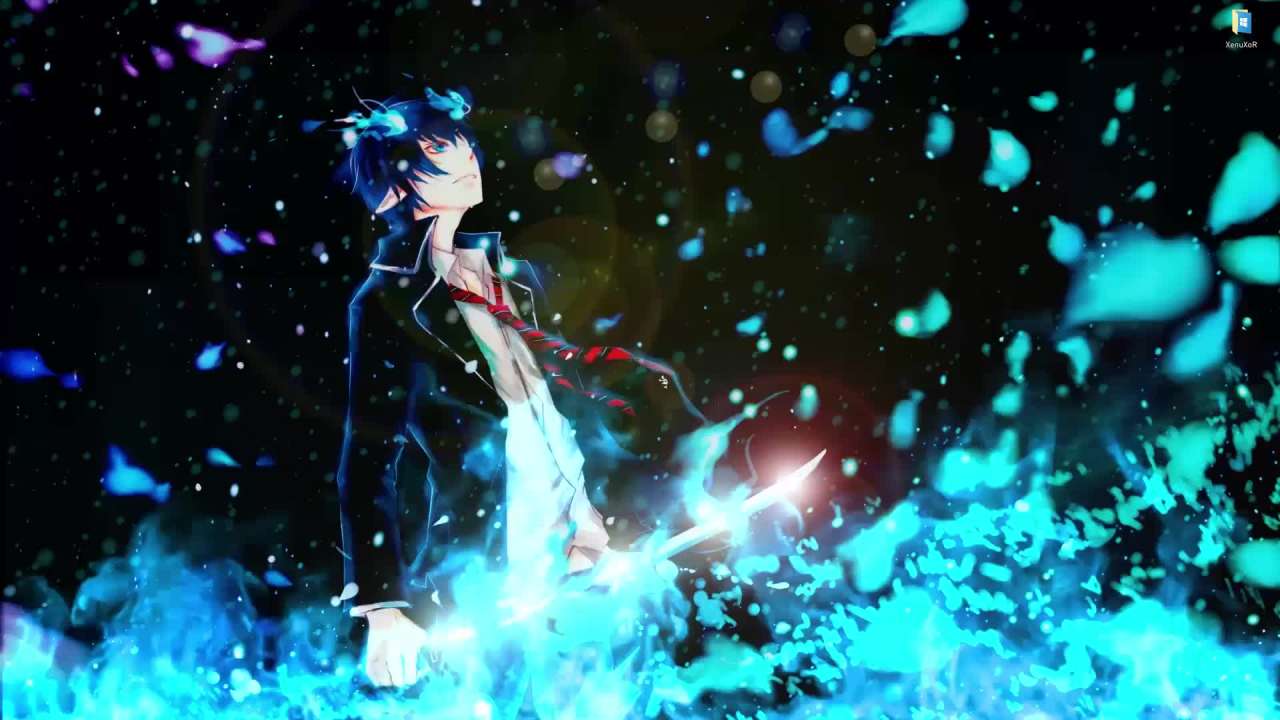 1280x720 Rin Okumura in the Blue Flame live wallpaper on desktop