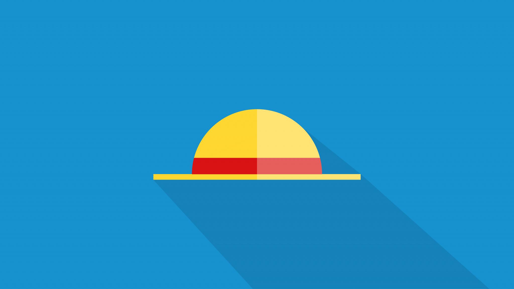 2048x1152 Desktop Wallpaper Hat, Monkey D. Luffy, One Piece, Minimal, HD Image, Picture, Background, 8e8a1b