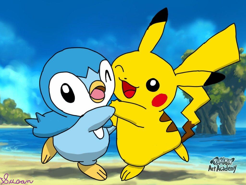 1024x768 Pokemon Art Academy- Piplup and Pikachu. Pokemon art academy, Piplup, Pikachu drawing