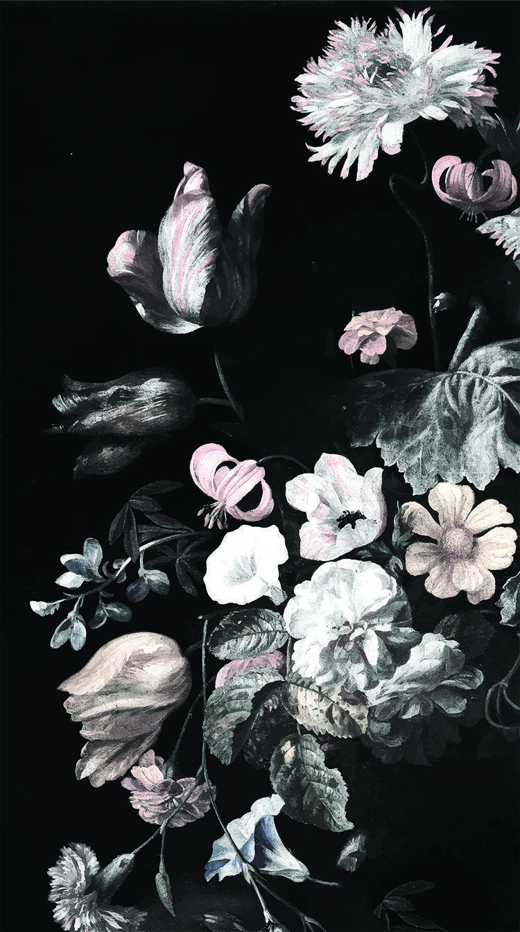 750x1344 Flower Home Screen Black Background Wallpaper