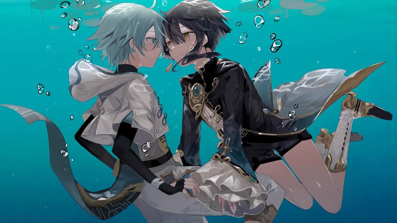 1280x720 Chongyun Xingqiu Underwater HD Genshin Impact Wallpaper</a> Wallpaper